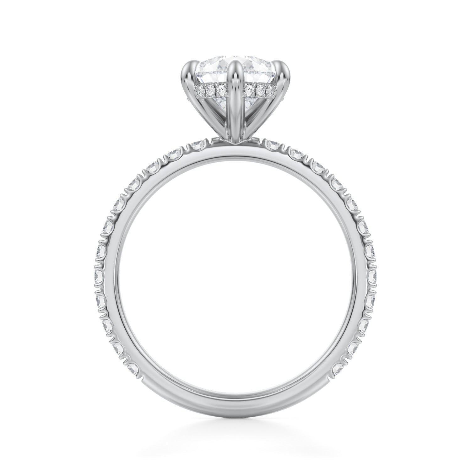 Pear Invisible Halo With Pave Ring (3.70 Carat E-VVS2) - Michael Gabriels