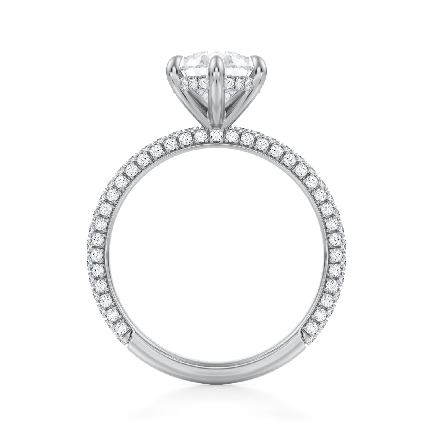 Pear Invisible Halo With Trio Pave Ring (3.70 Carat F-VS1) - Michael Gabriels