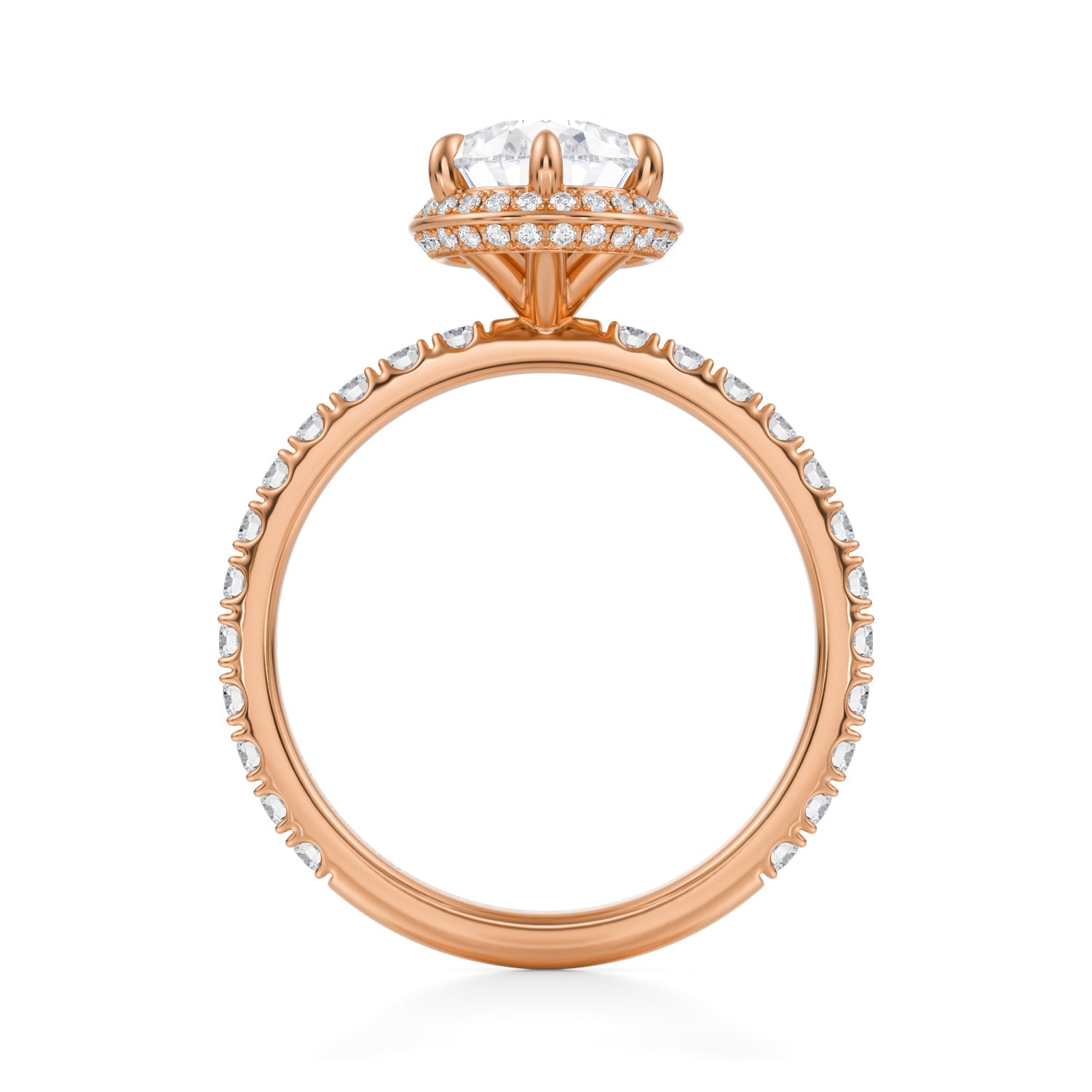 Pear Knife Edge Halo With Pave Ring (1.00 Carat G-VVS2) - Michael Gabriels