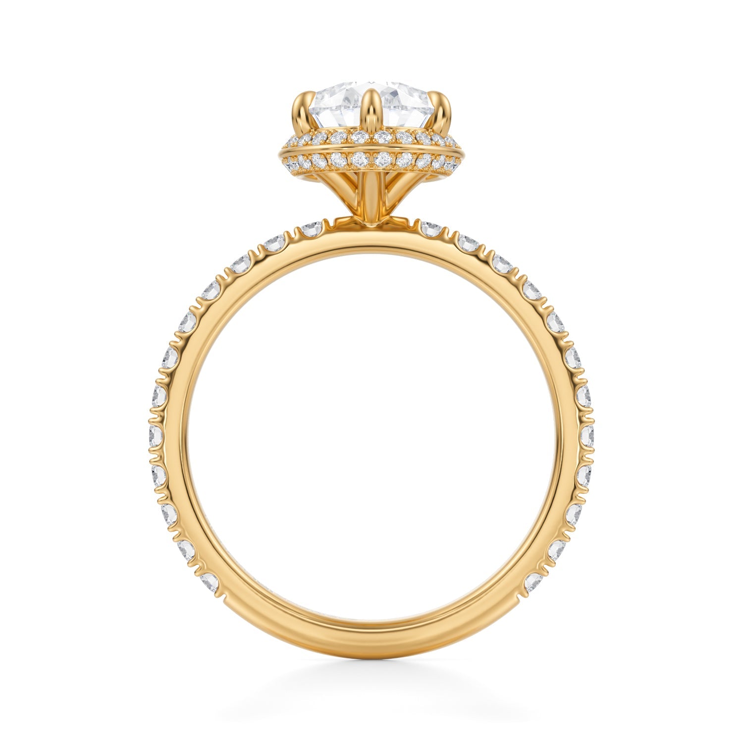 Pear Knife Edge Halo With Pave Ring (1.00 Carat G-VVS2) - Michael Gabriels