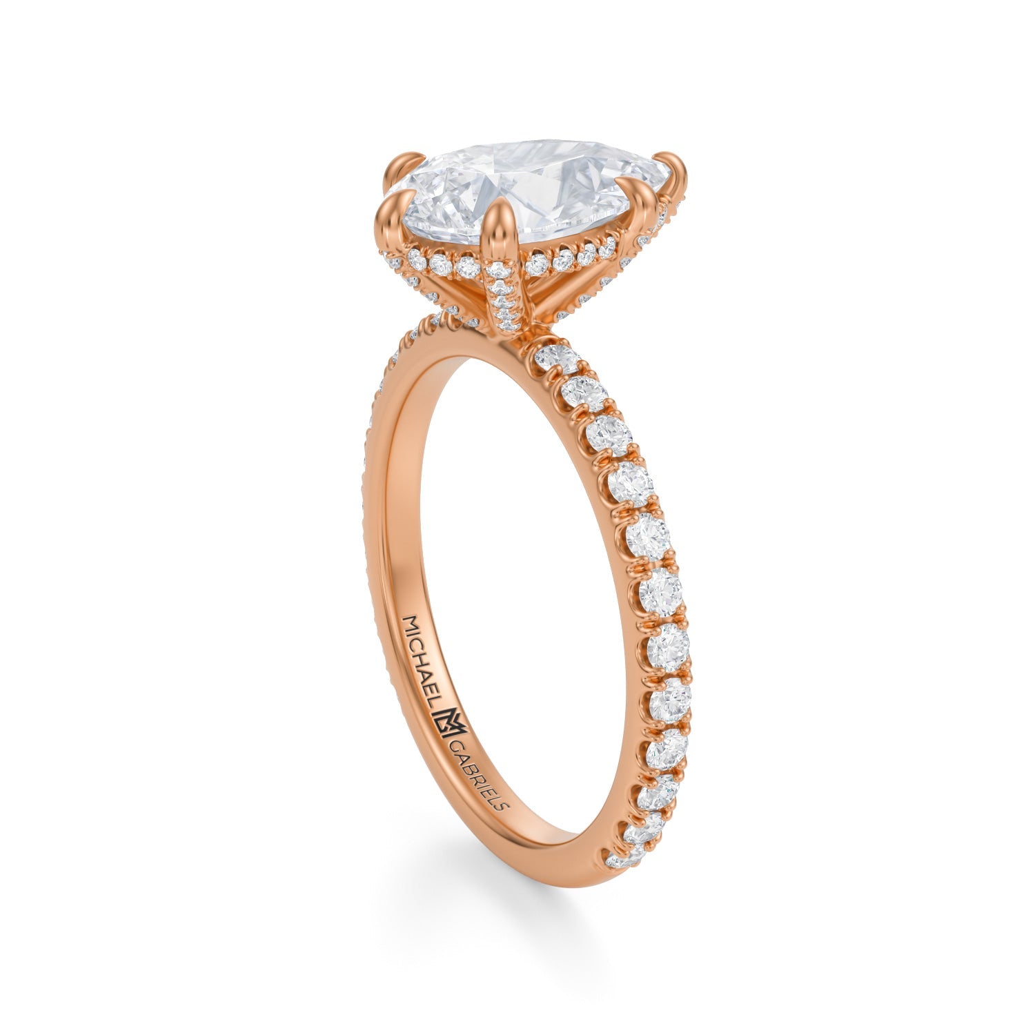 Pear Pave Basket With Pave Ring (3.00 Carat G-VVS2) - Michael Gabriels