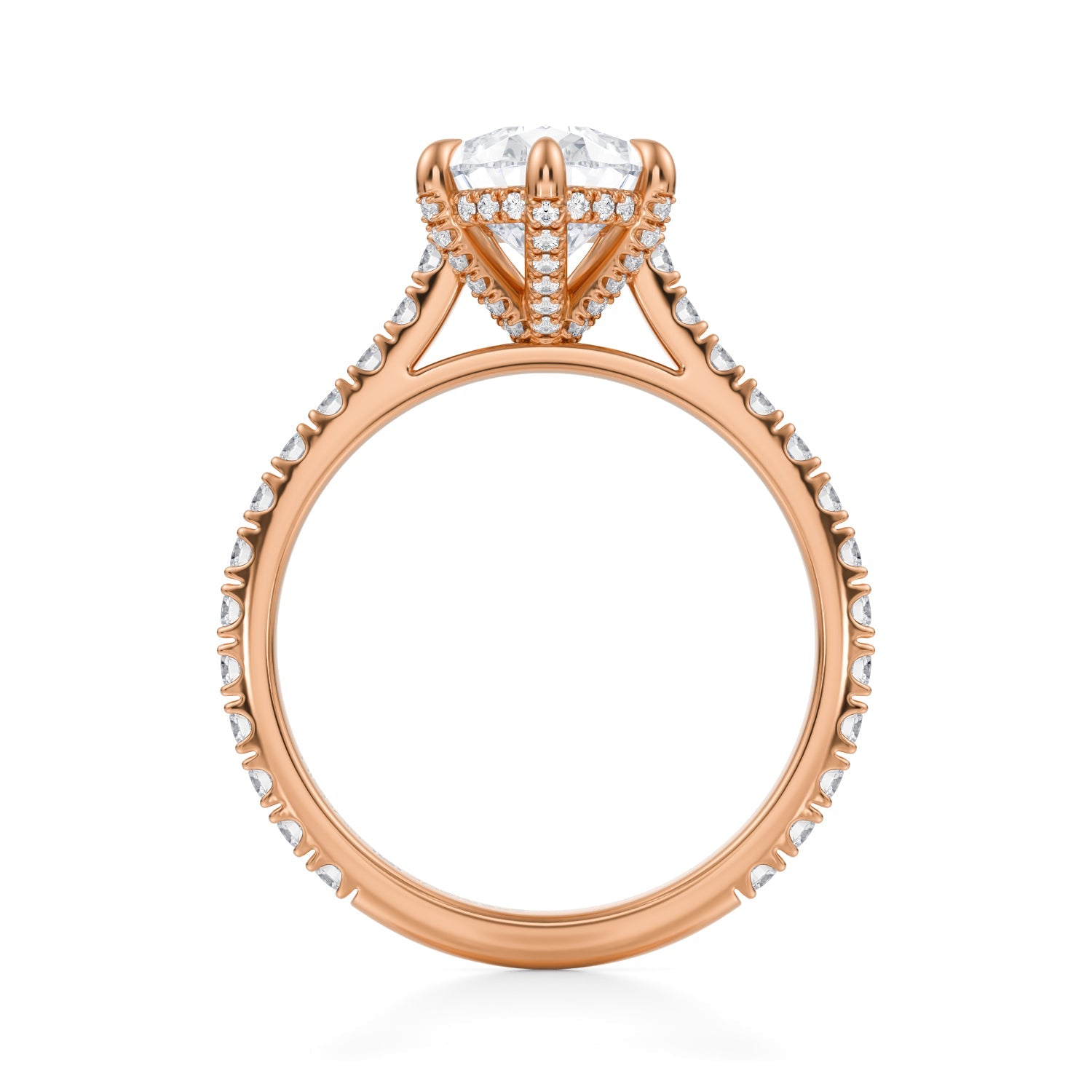 Pear Pave Cathedral Ring With Pave Basket (2.20 Carat F-VVS2) - Michael Gabriels