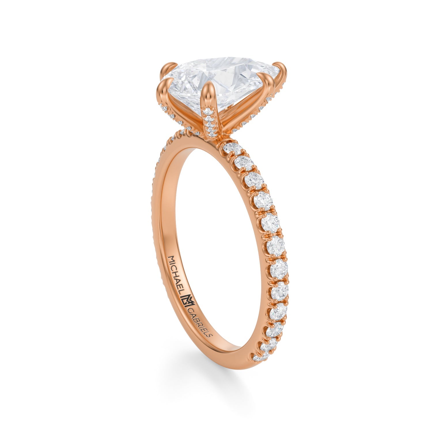 Pear Pave Ring With Pave Prongs (2.70 Carat G-VVS2) - Michael Gabriels