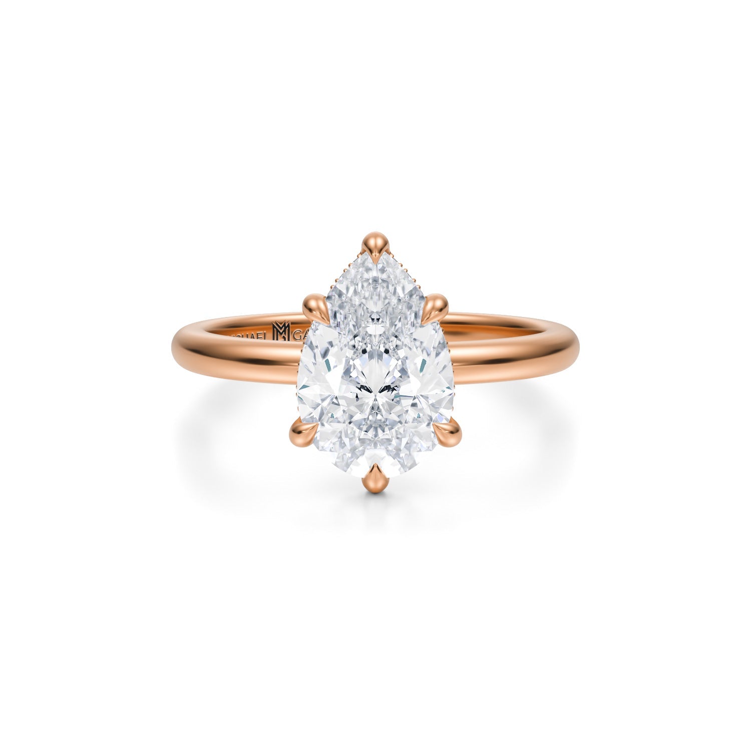Pear Solitaire Ring With Invisible Halo (1.00 Carat G-VVS2) - Michael Gabriels