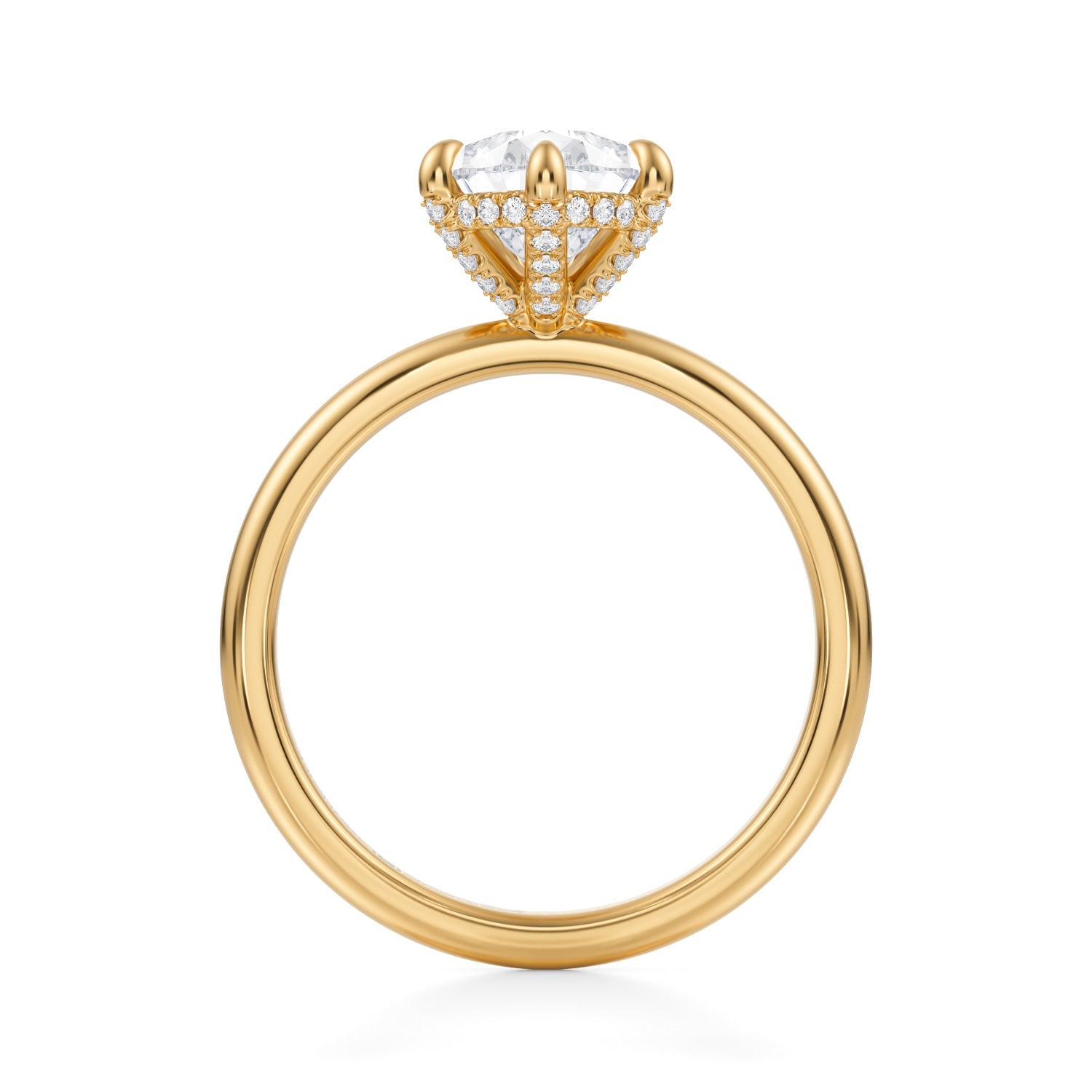 Pear Solitaire Ring With Pave Basket (3.40 Carat G-VS1) - Michael Gabriels
