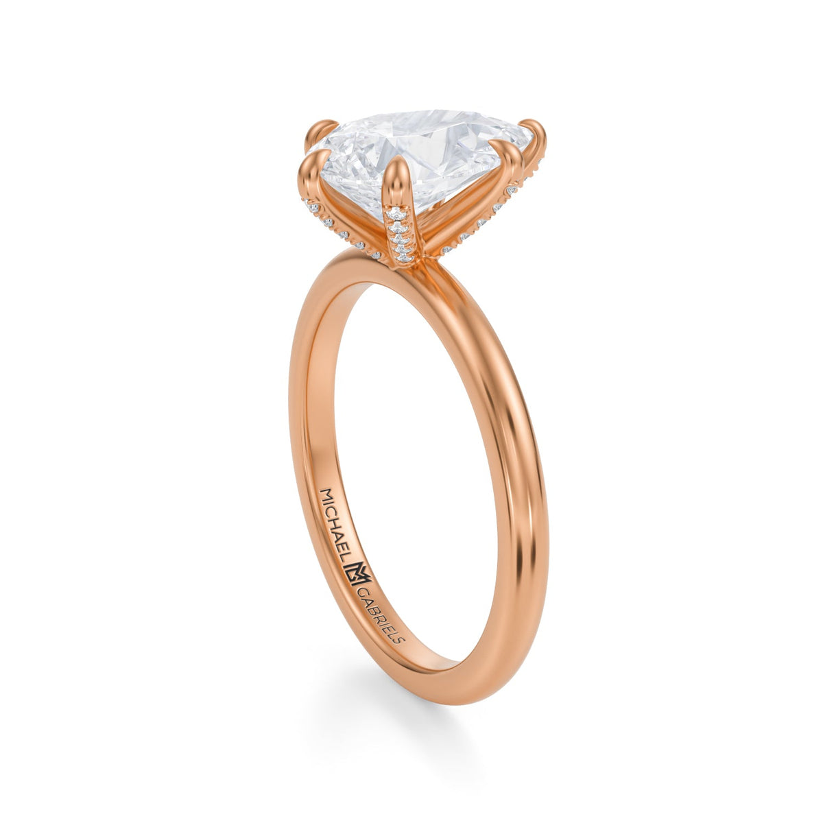 Pear Solitaire Ring With Pave Prongs (3.20 Carat E-VVS2) - Michael Gabriels