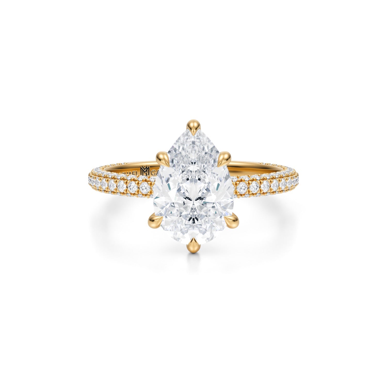 Pear Trio Pave Ring (3.70 Carat G-VS1) - Michael Gabriels