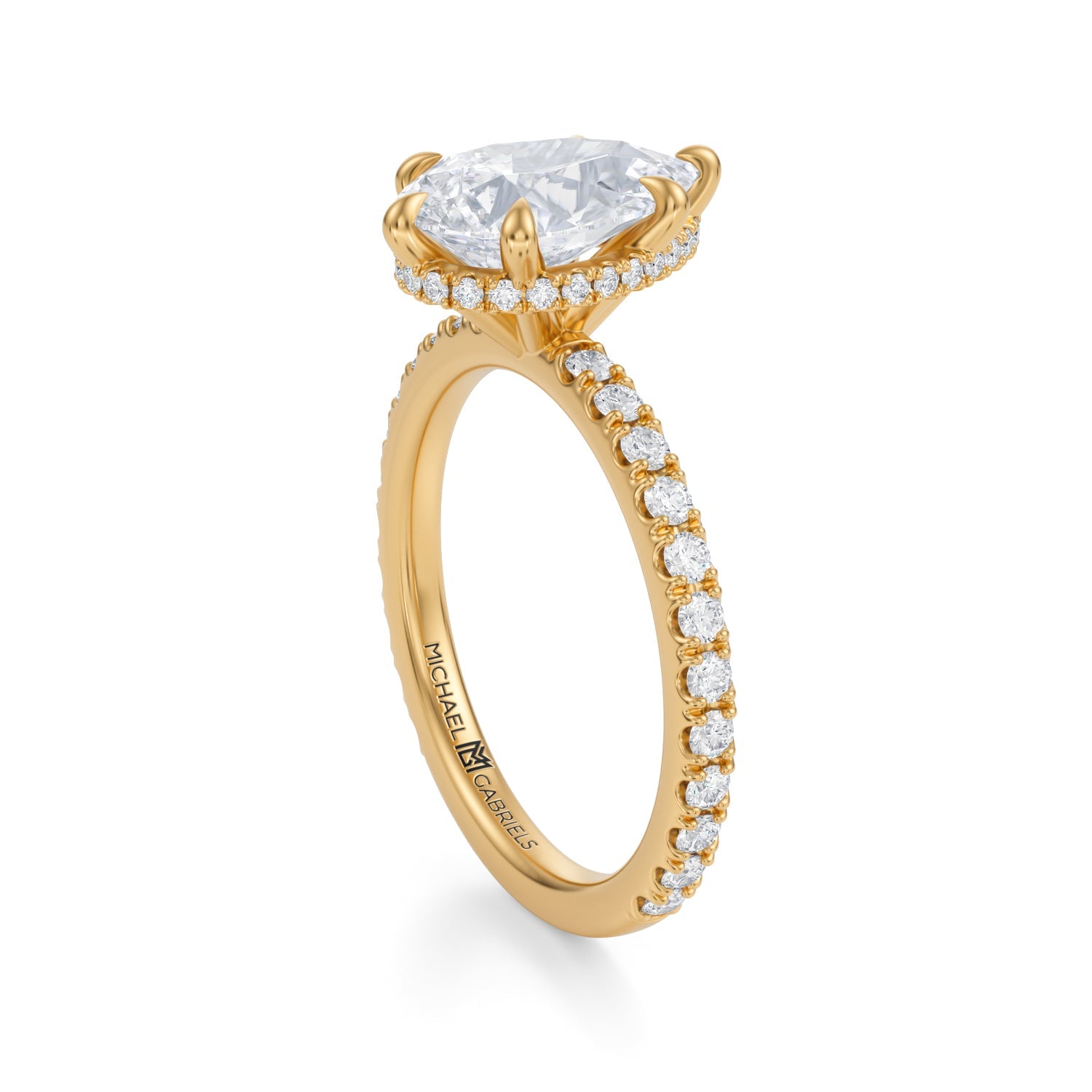 Pear Wrap Halo With Pave Ring (1.20 Carat E-VVS2) - Michael Gabriels