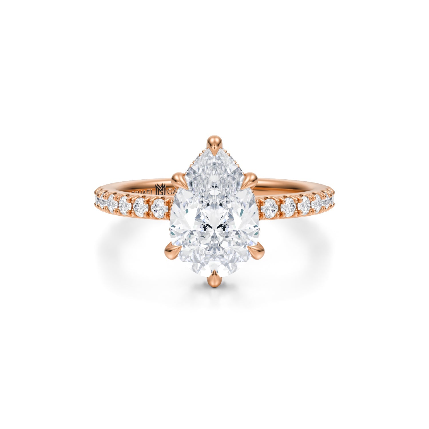 Pear Wrap Halo With Pave Ring (3.20 Carat D-VS1) - Michael Gabriels