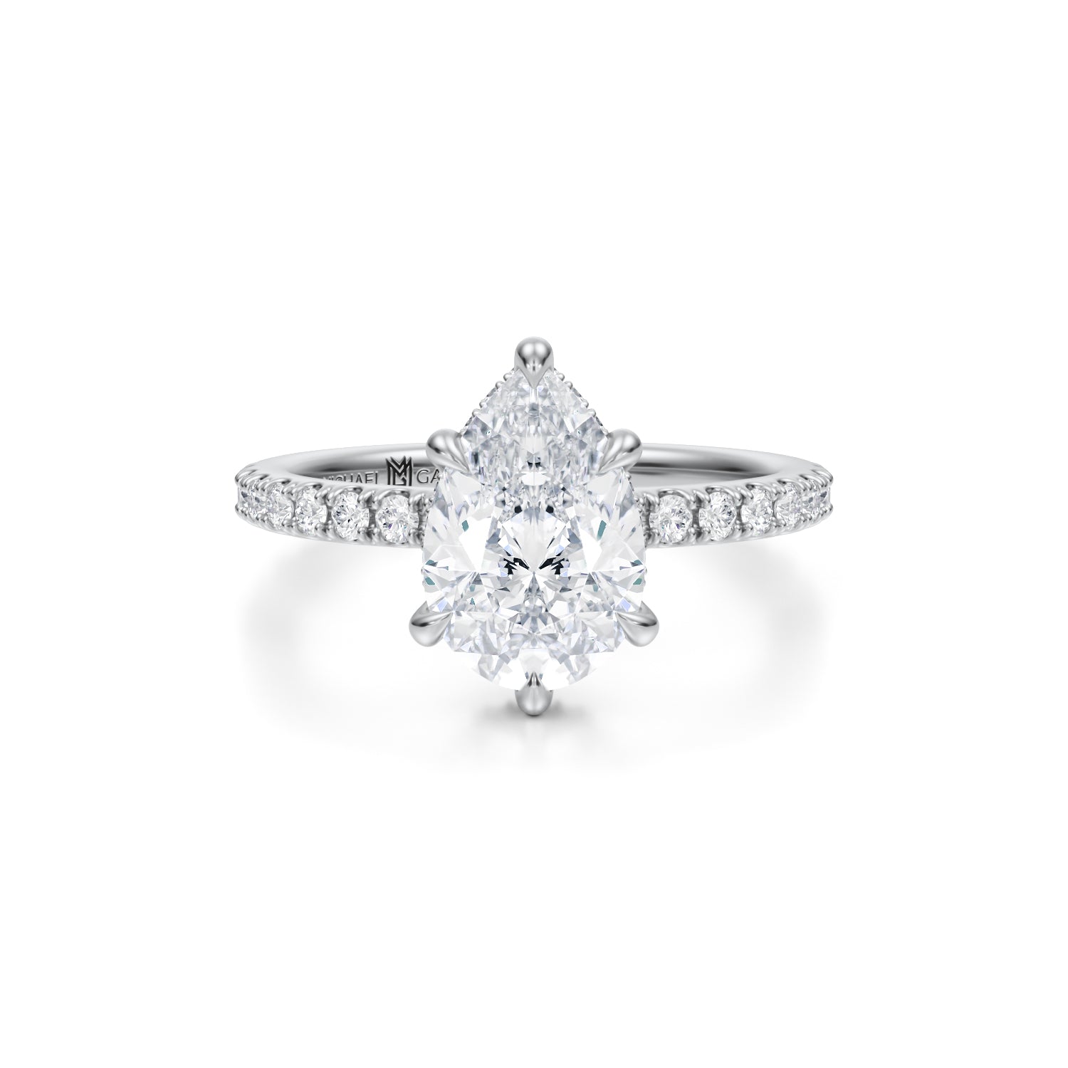 Pear Wrap Halo With Pave Ring (3.20 Carat F-VS1) - Michael Gabriels