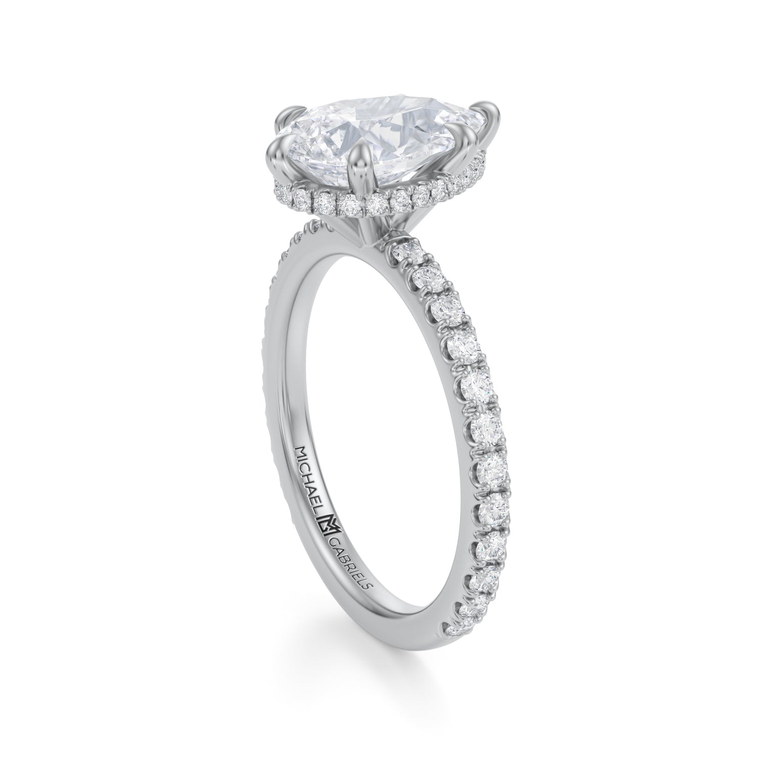 Pear Wrap Halo With Pave Ring (3.40 Carat E-VS1) - Michael Gabriels