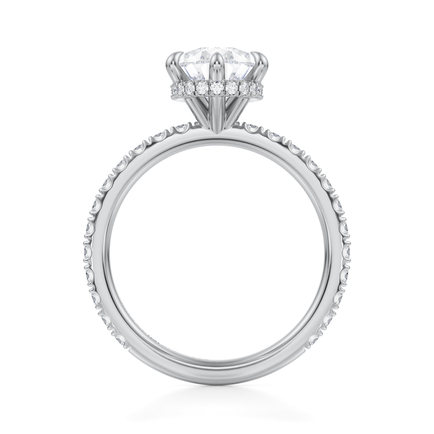 Pear Wrap Halo With Pave Ring (3.40 Carat F-VVS2) - Michael Gabriels