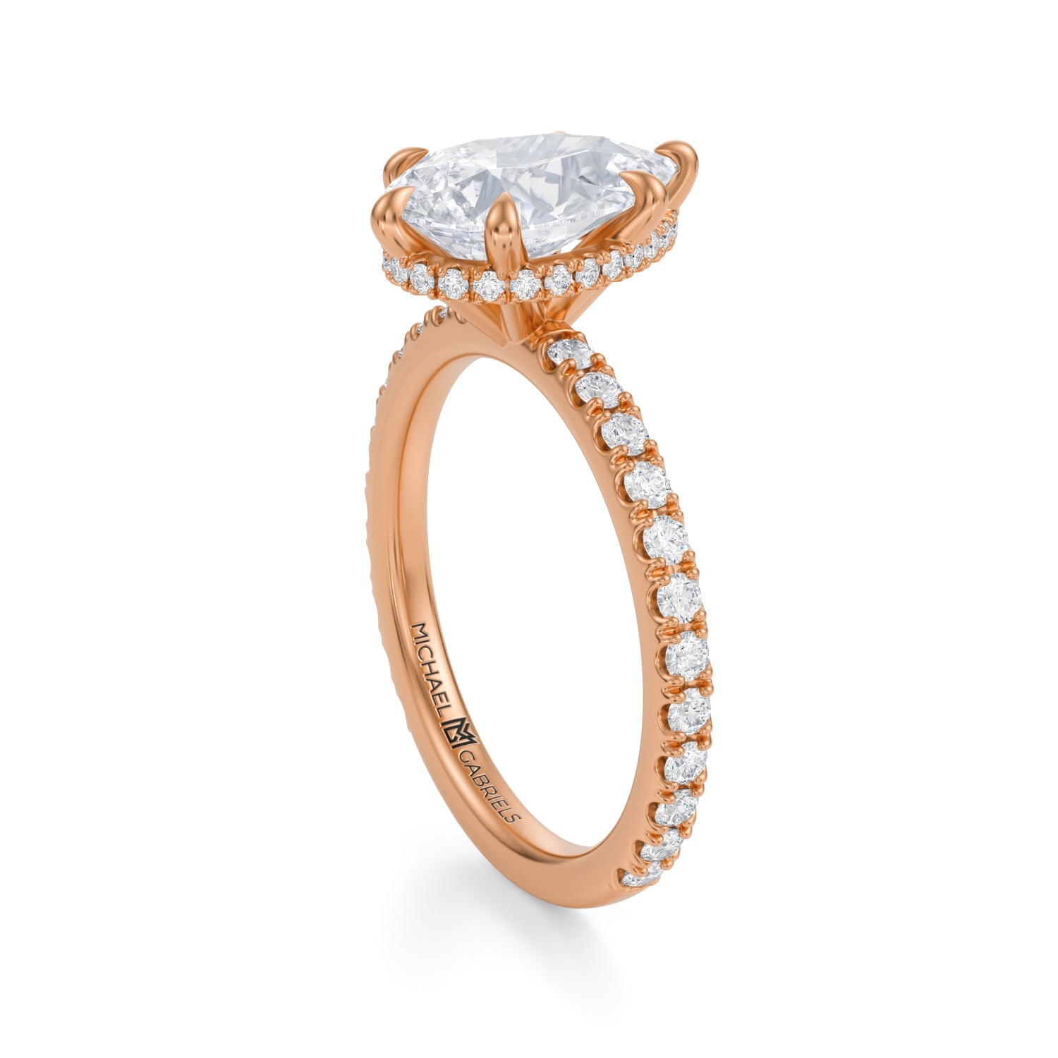 Pear Wrap Halo With Pave Ring (3.70 Carat G-VVS2) - Michael Gabriels
