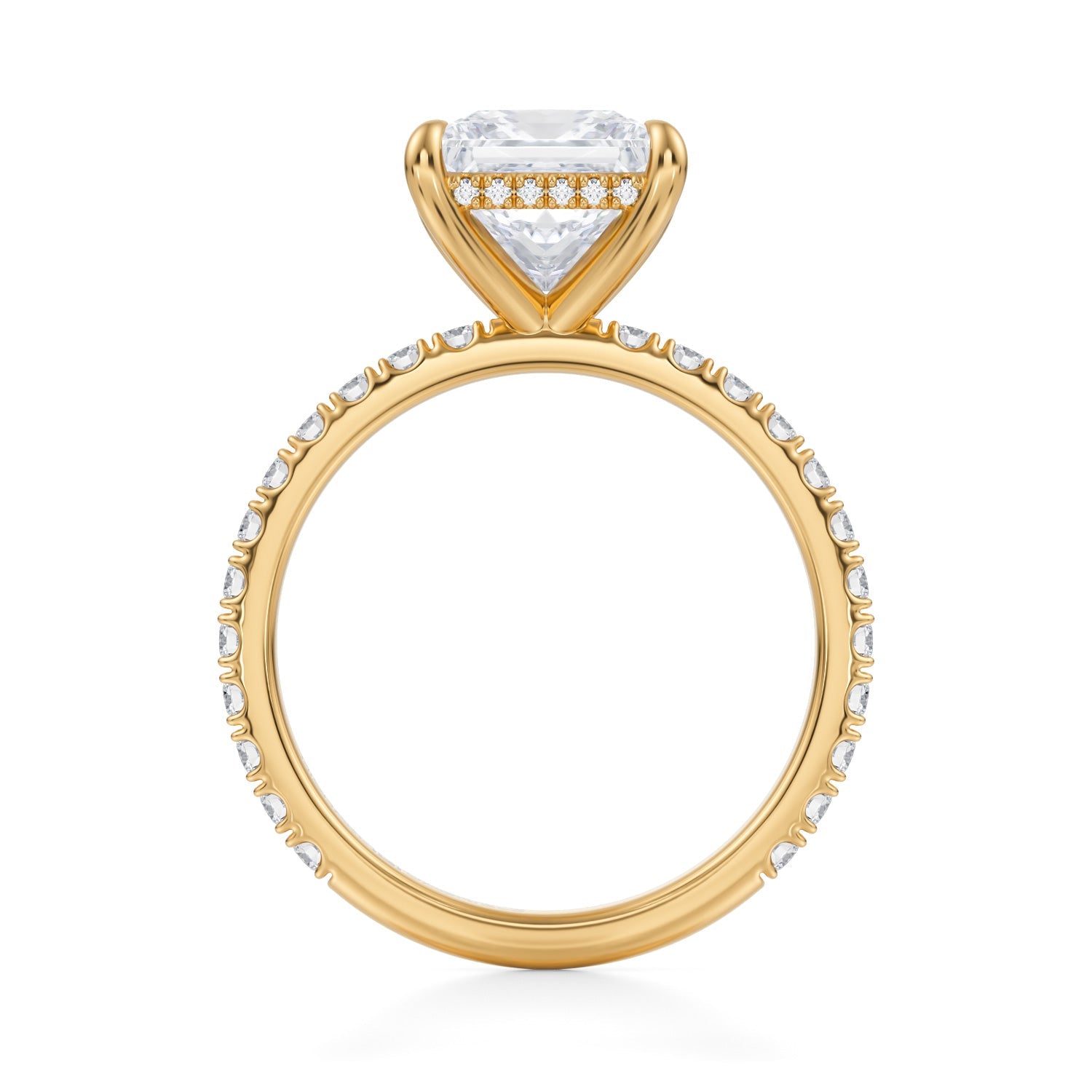 Princess Invisible Halo With Pave Ring (1.20 Carat E-VVS2) - Michael Gabriels