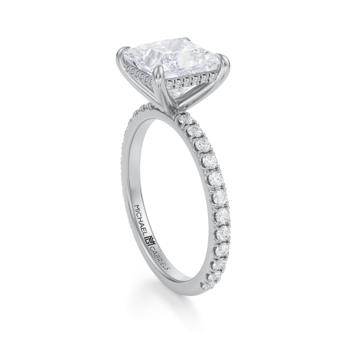 Princess Invisible Halo With Pave Ring (3.00 Carat D-VS1) - Michael Gabriels