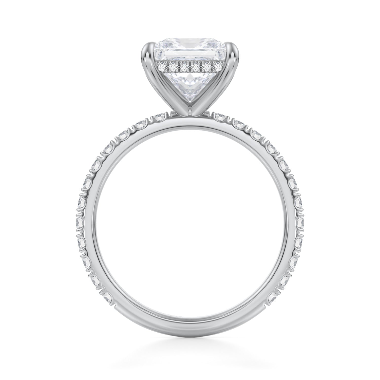 Princess Invisible Halo With Pave Ring (3.50 Carat D-VS1) - Michael Gabriels