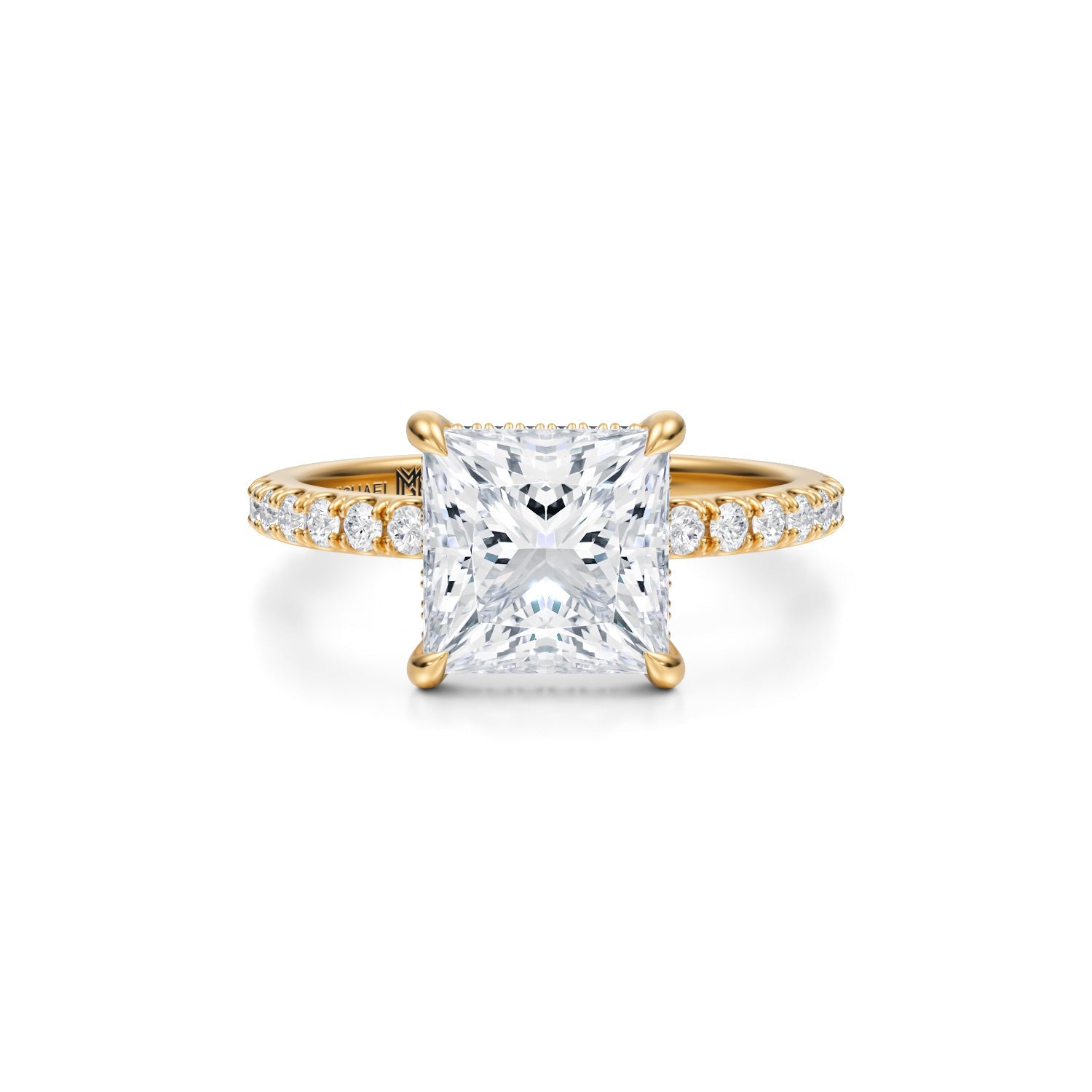Princess Invisible Halo With Pave Ring (3.50 Carat E-VVS2) - Michael Gabriels