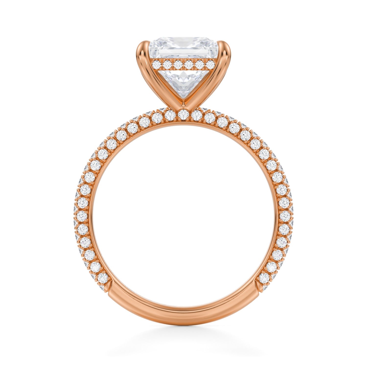 Princess Invisible Halo With Trio Pave Ring (1.00 Carat D-VS1) - Michael Gabriels