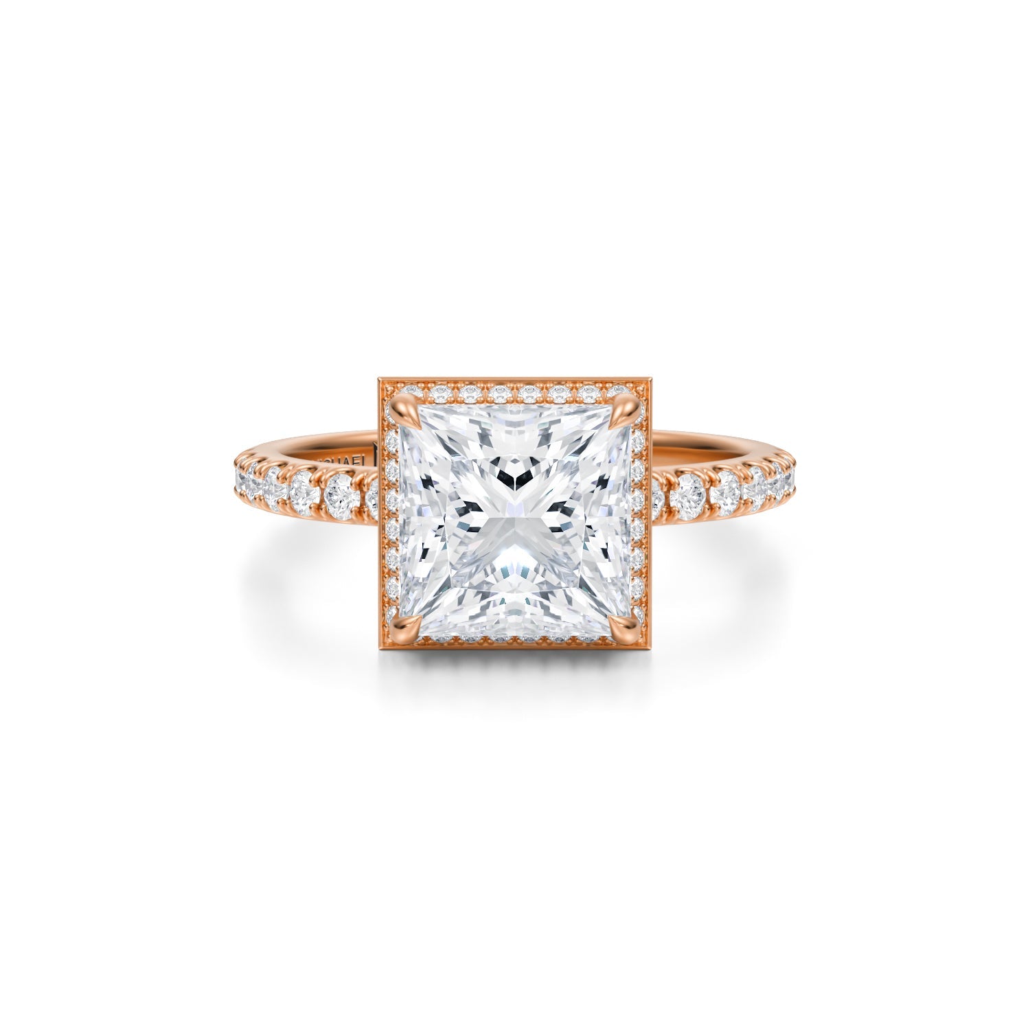 Princess Knife Edge Halo With Pave Ring (1.00 Carat E-VS1) - Michael Gabriels