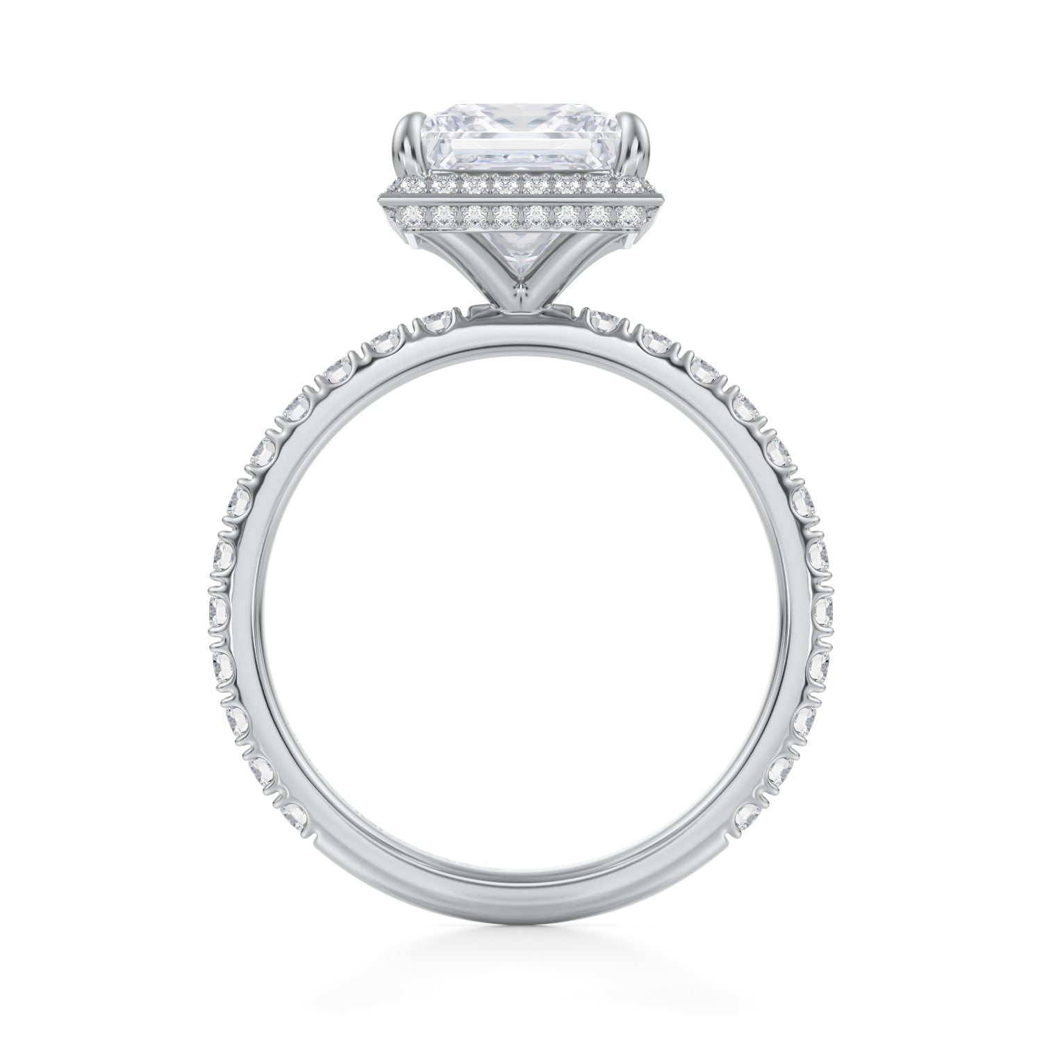 Princess Knife Edge Halo With Pave Ring (1.20 Carat E-VS1) - Michael Gabriels