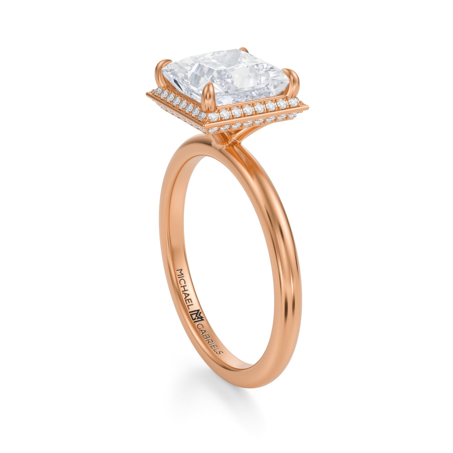 Princess Knife Edge Halo With Solitaire Ring (1.20 Carat E-VVS2) - Michael Gabriels