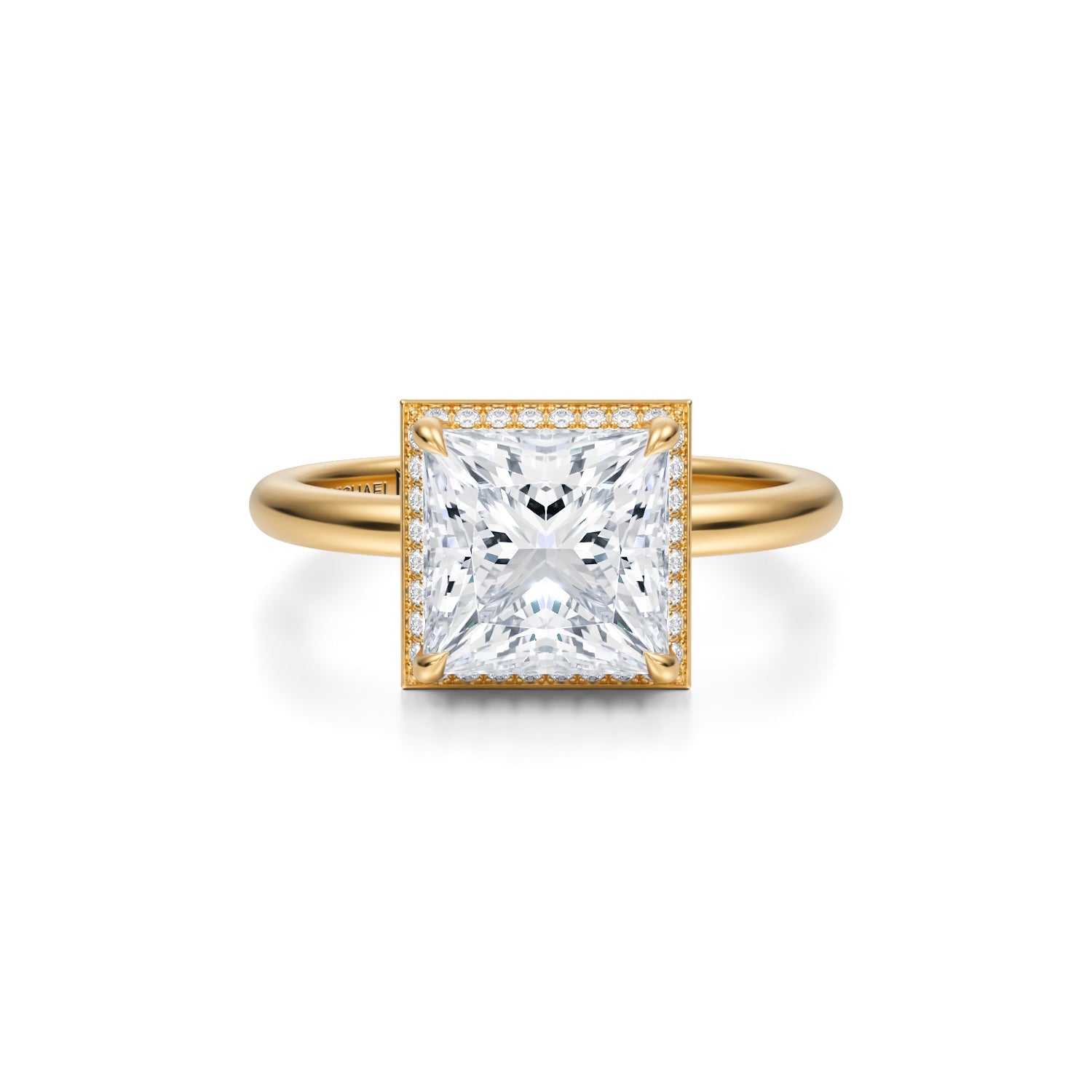 Princess Knife Edge Halo With Solitaire Ring (1.50 Carat D-VS1) - Michael Gabriels
