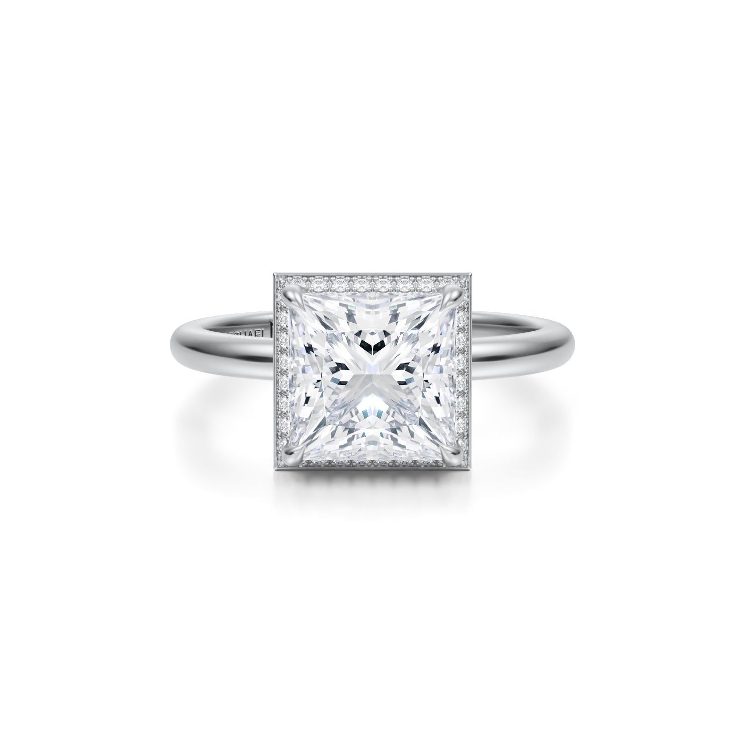 Princess Knife Edge Halo With Solitaire Ring (3.50 Carat E-VVS2) - Michael Gabriels