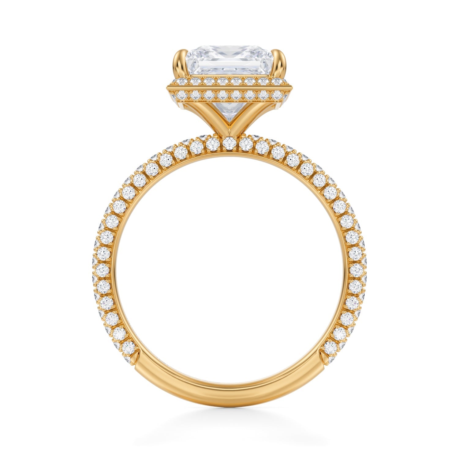 Princess Knife Edge Halo With Trio Pave Ring (1.70 Carat E-VS1) - Michael Gabriels