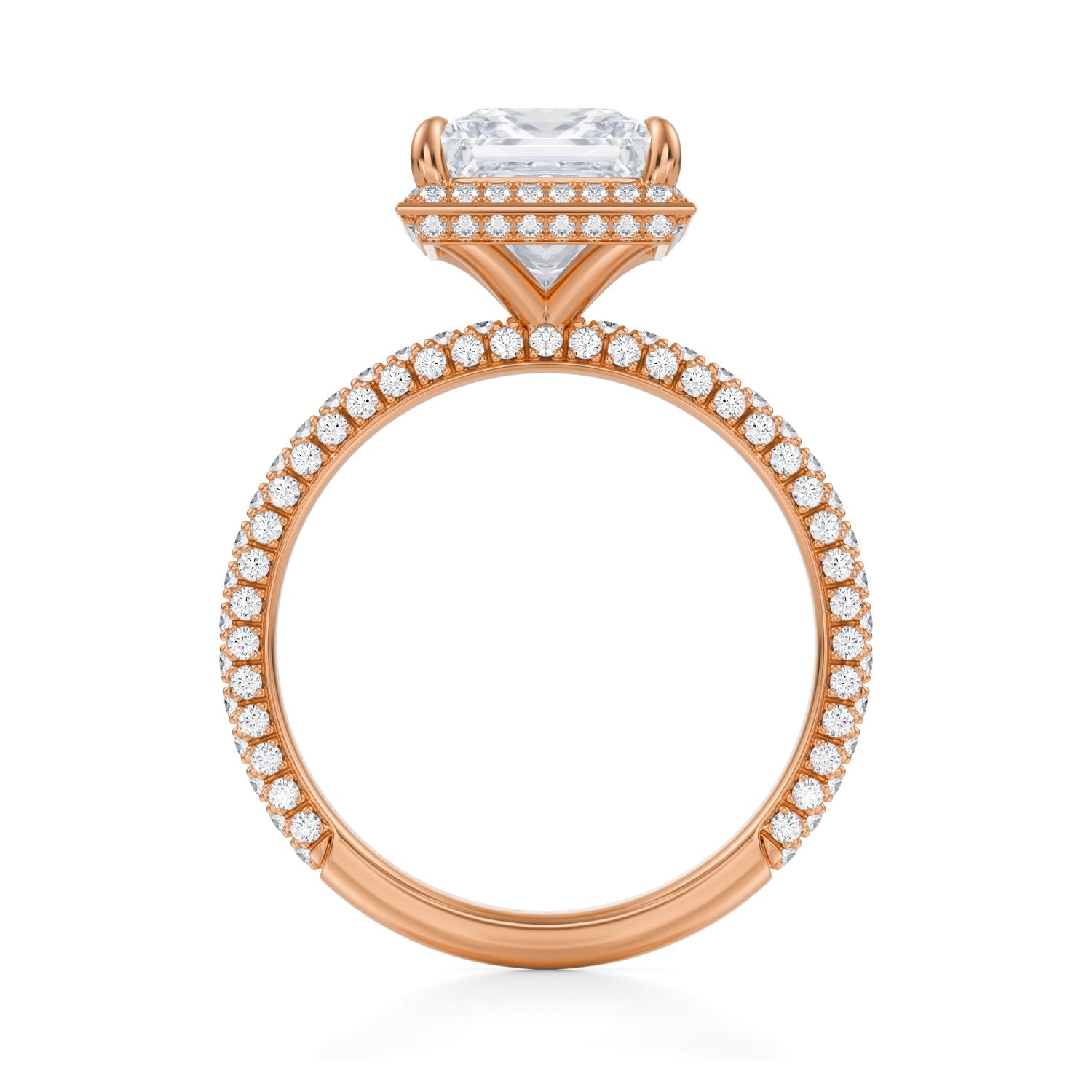 Princess Knife Edge Halo With Trio Pave Ring (3.70 Carat E-VVS2) - Michael Gabriels