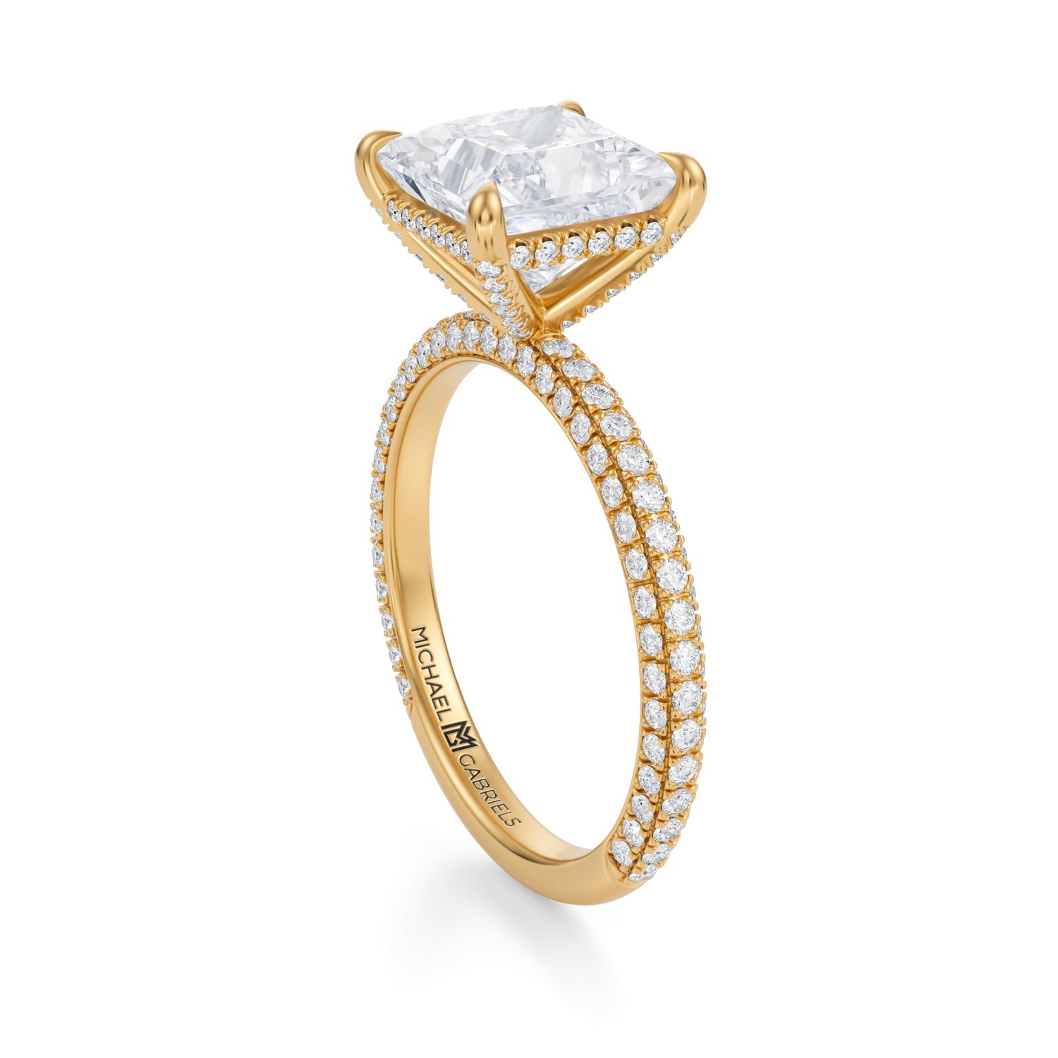Princess Pave Basket With Trio Pave Ring (3.00 Carat E-VVS2) - Michael Gabriels