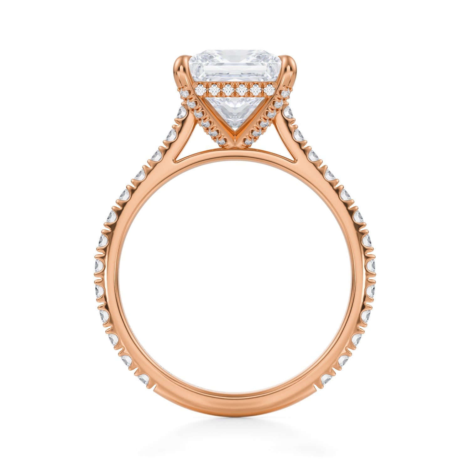 Princess Pave Cathedral Ring With Pave Basket (2.00 Carat F-VS1) - Michael Gabriels
