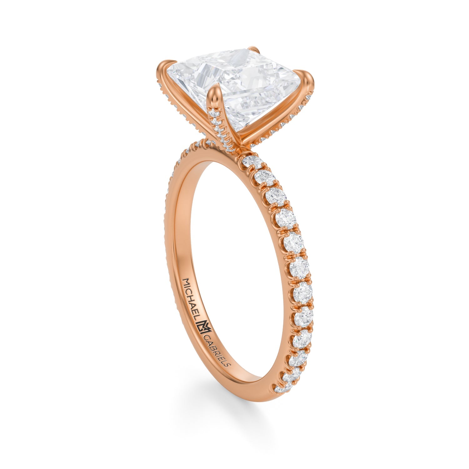 Princess Pave Ring With Pave Prongs (1.70 Carat E-VS1) - Michael Gabriels