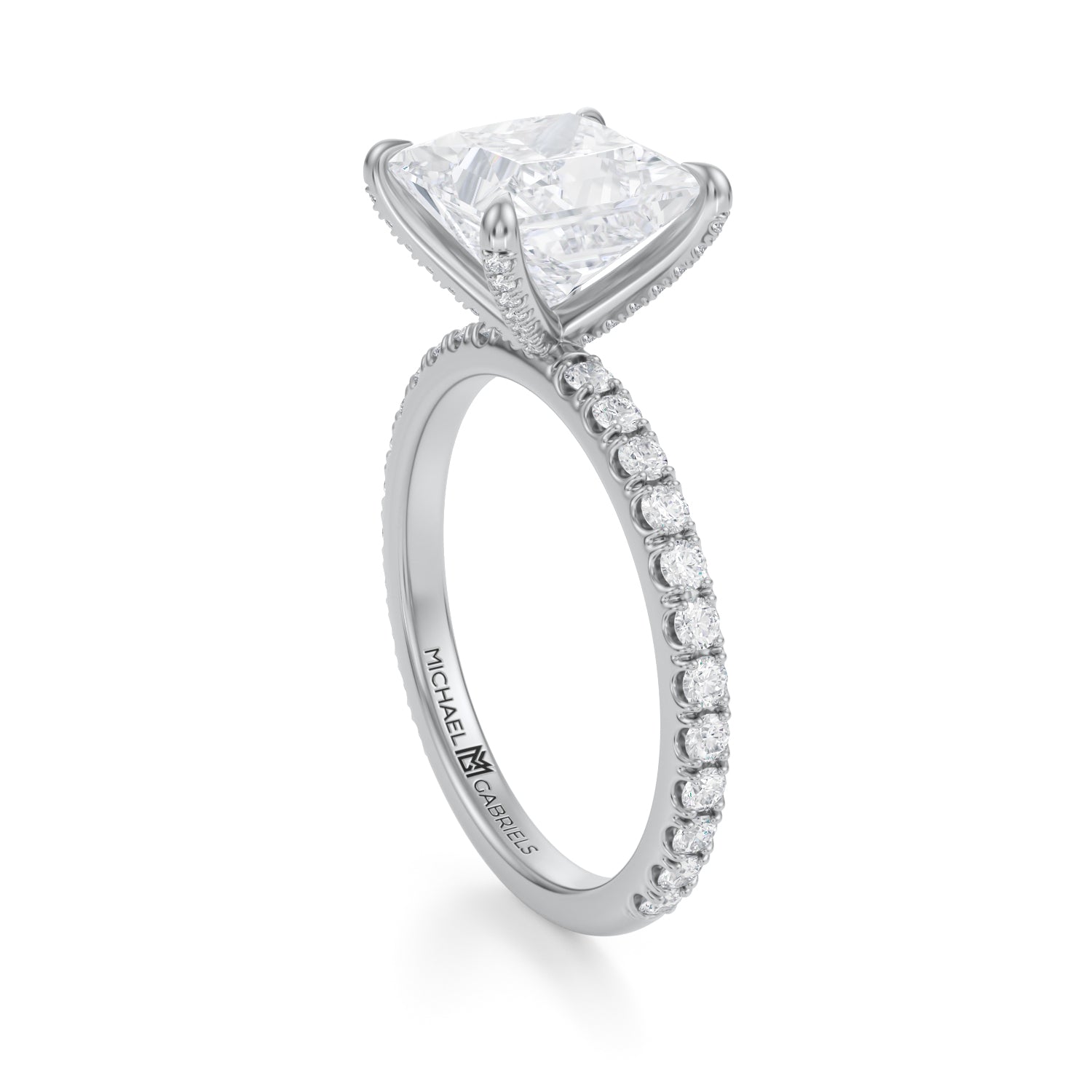 Princess Pave Ring With Pave Prongs (3.00 Carat D-VS1) - Michael Gabriels