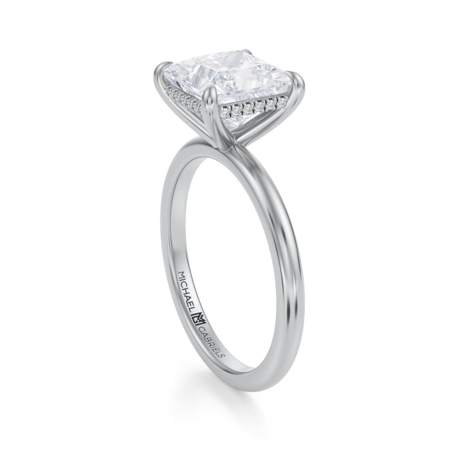 Princess Solitaire Ring With Invisible Halo (2.00 Carat F-VS1) - Michael Gabriels