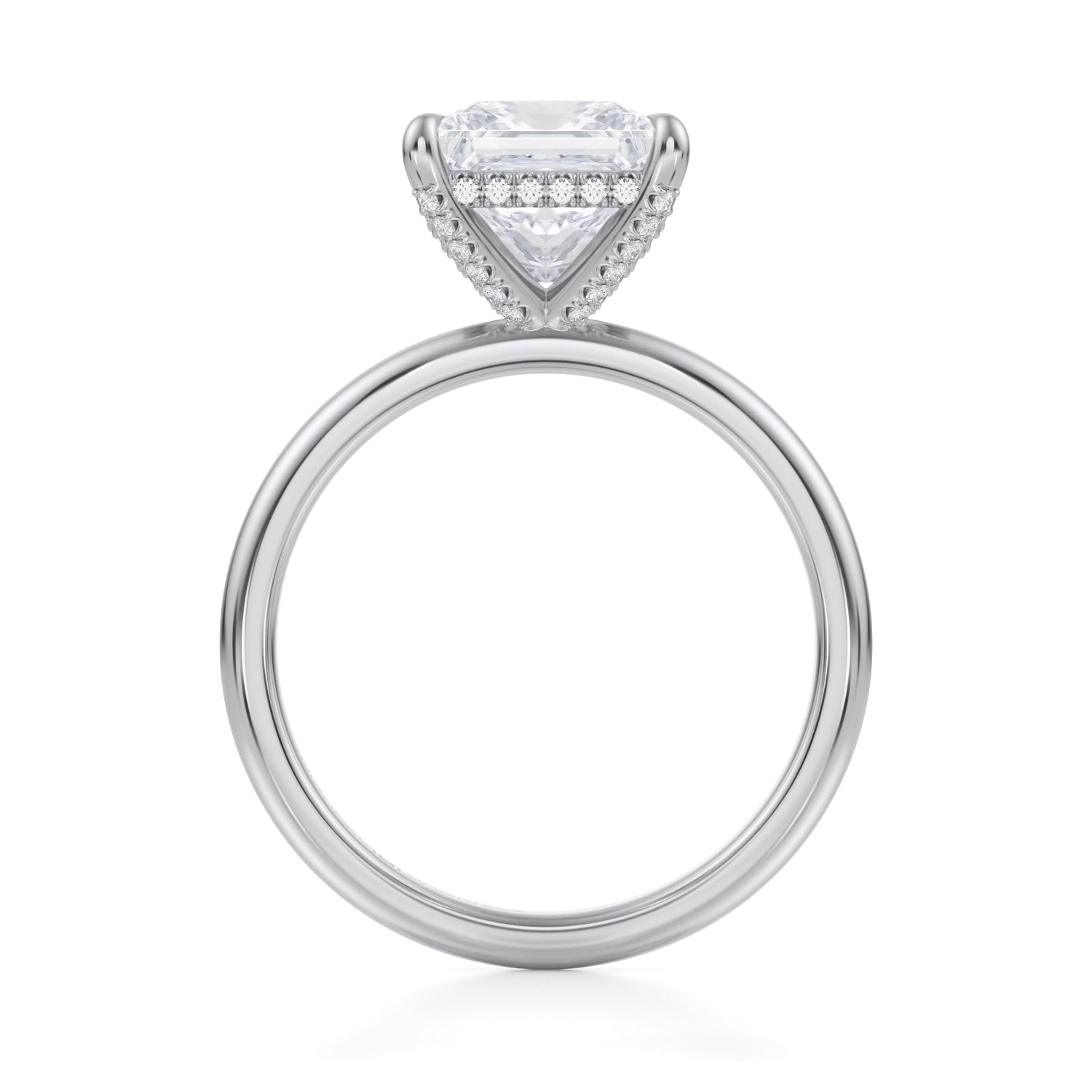 Princess Solitaire Ring With Pave Basket (2.50 Carat F-VVS2) - Michael Gabriels