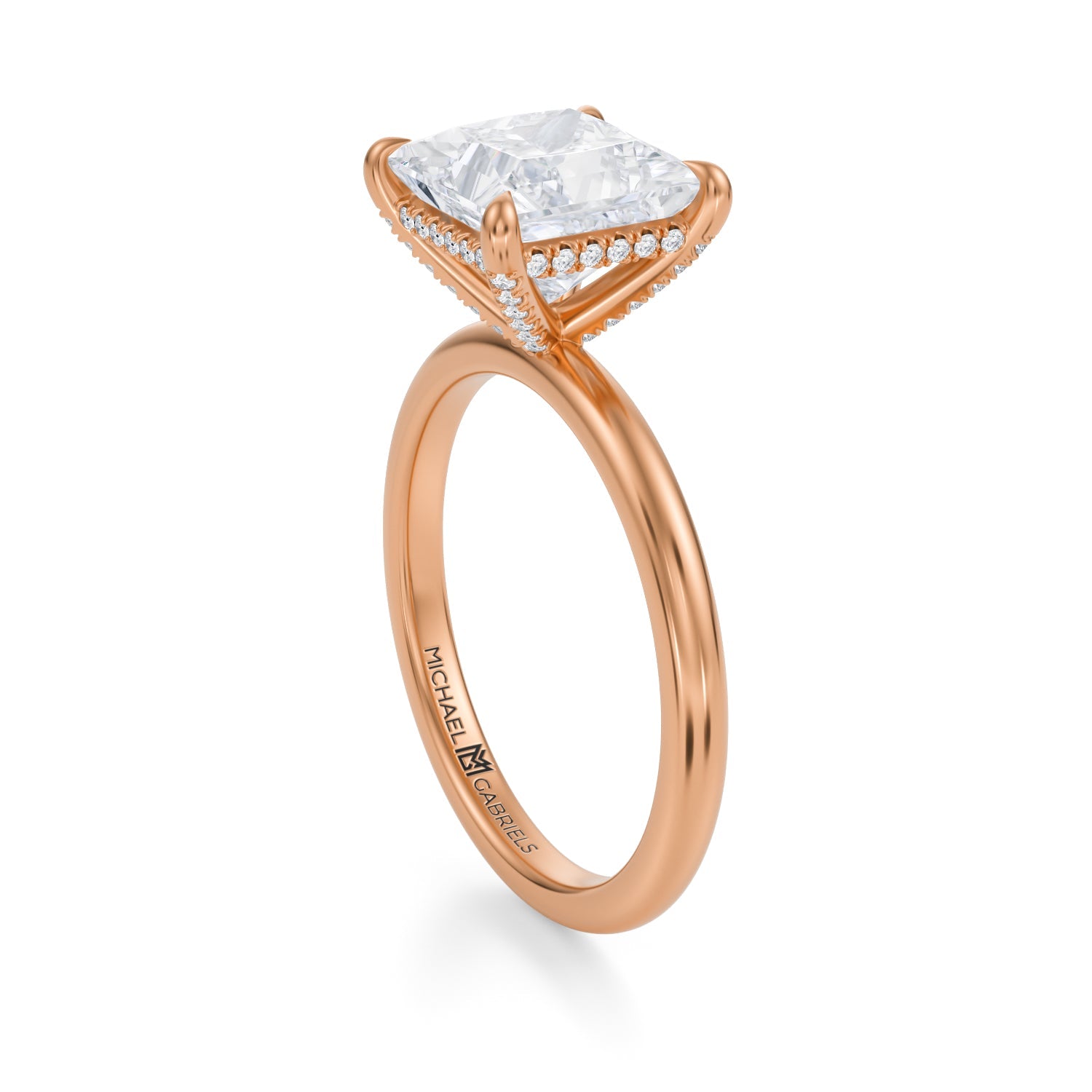 Princess Solitaire Ring With Pave Basket (2.50 Carat G-VS1) - Michael Gabriels