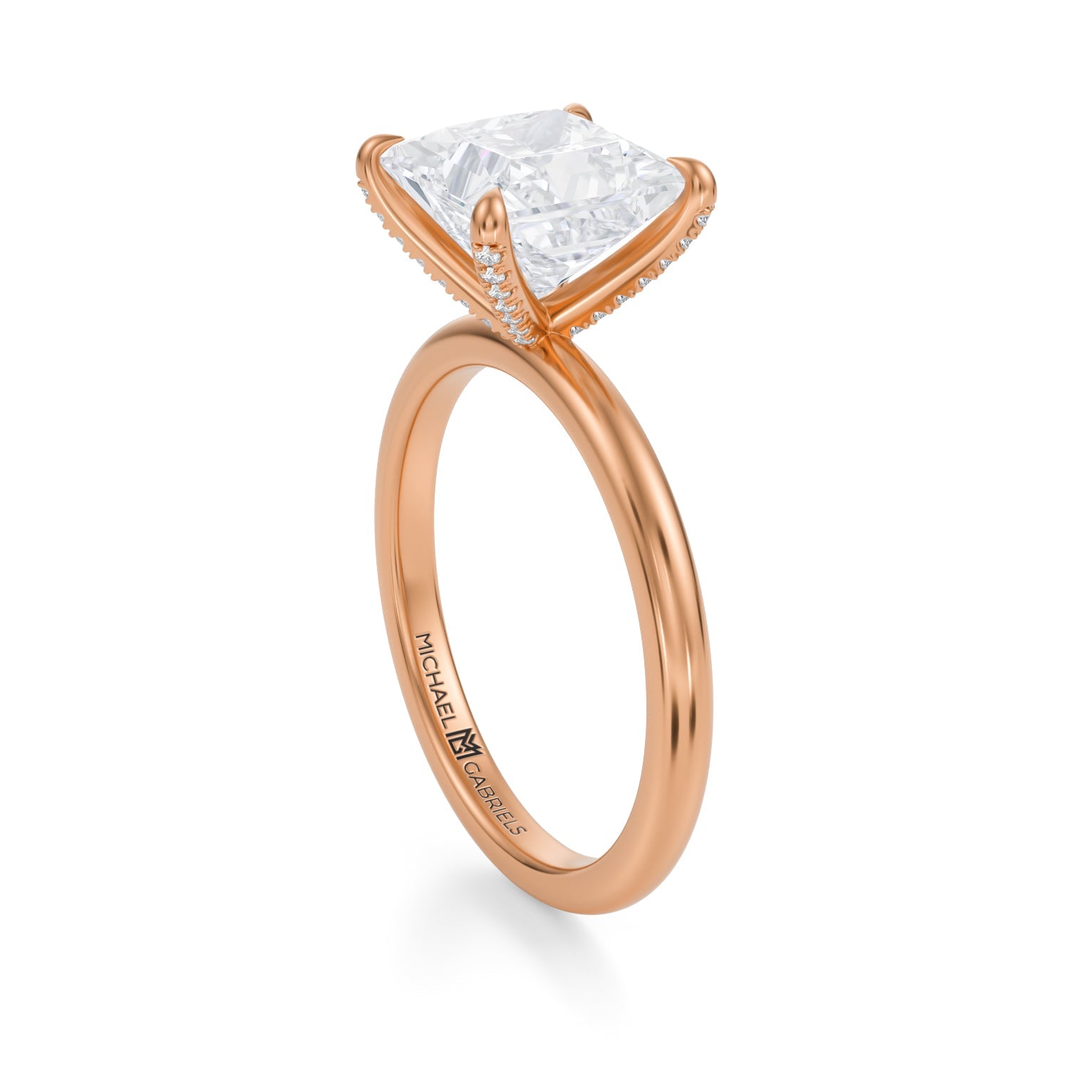 Princess Solitaire Ring With Pave Prongs (1.70 Carat G-VVS2) - Michael Gabriels