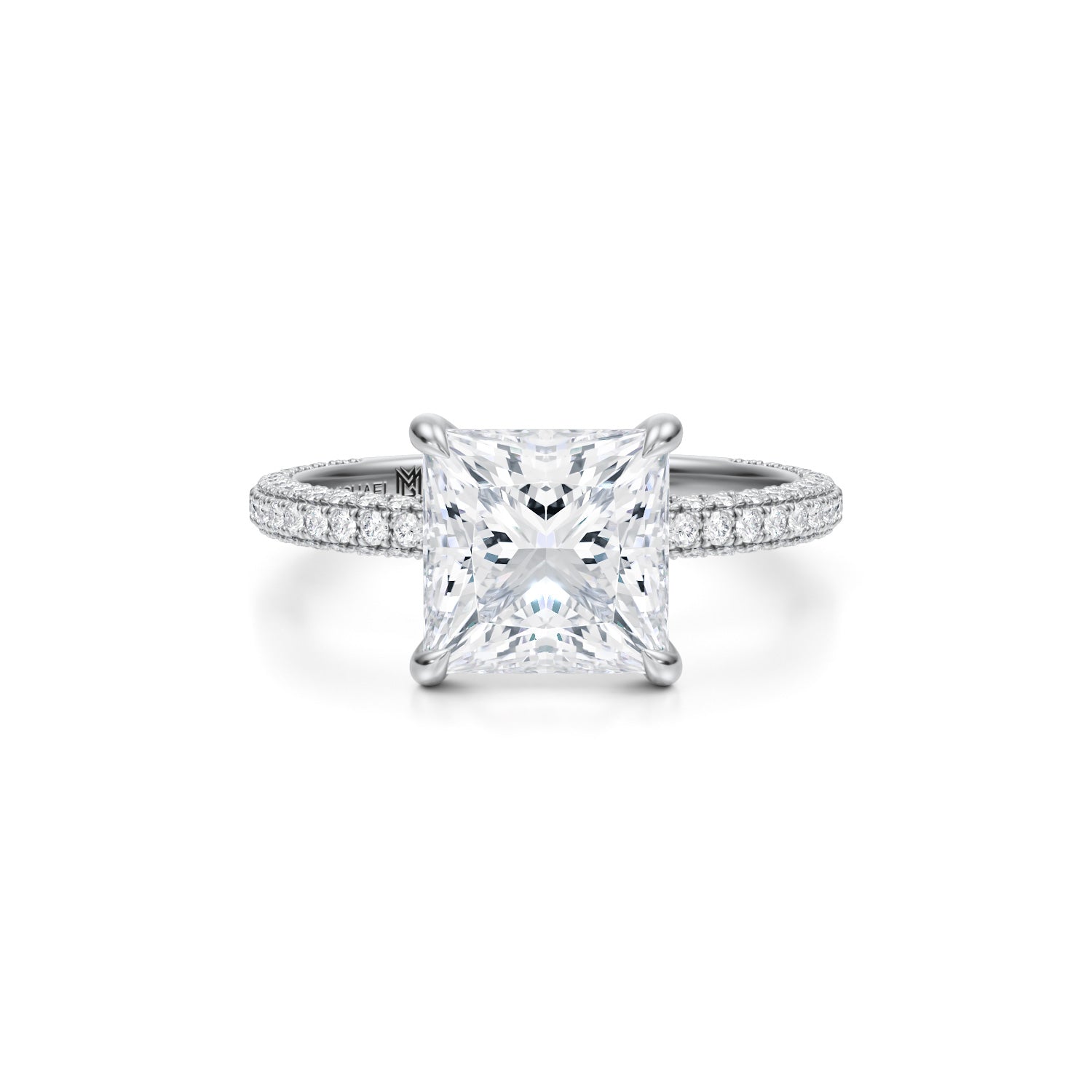 Princess Trio Pave Ring (2.40 Carat F-VS1) - Michael Gabriels
