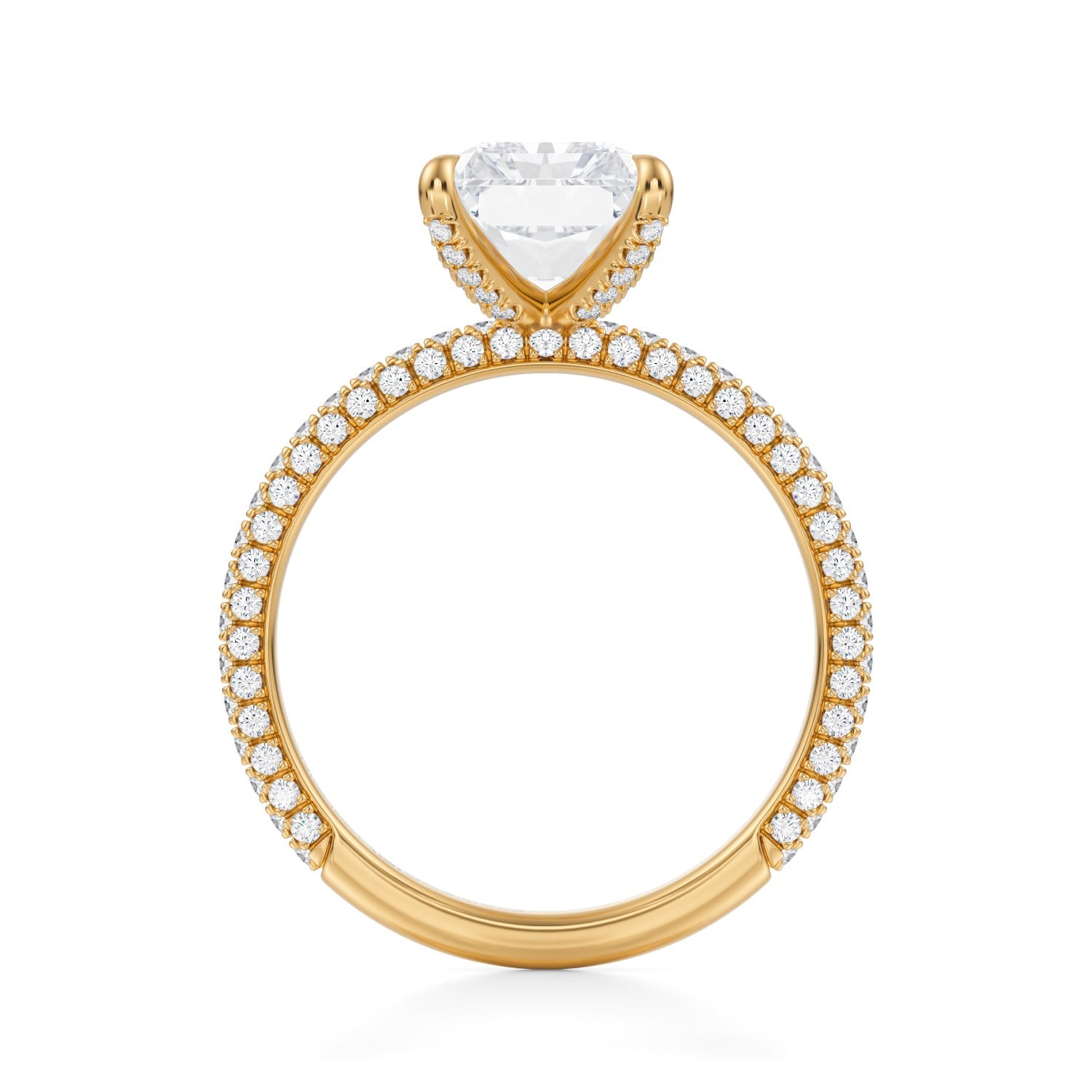 Radiant Halo With Cathedral Pave Ring (3.70 Carat G-VVS2) - Michael Gabriels