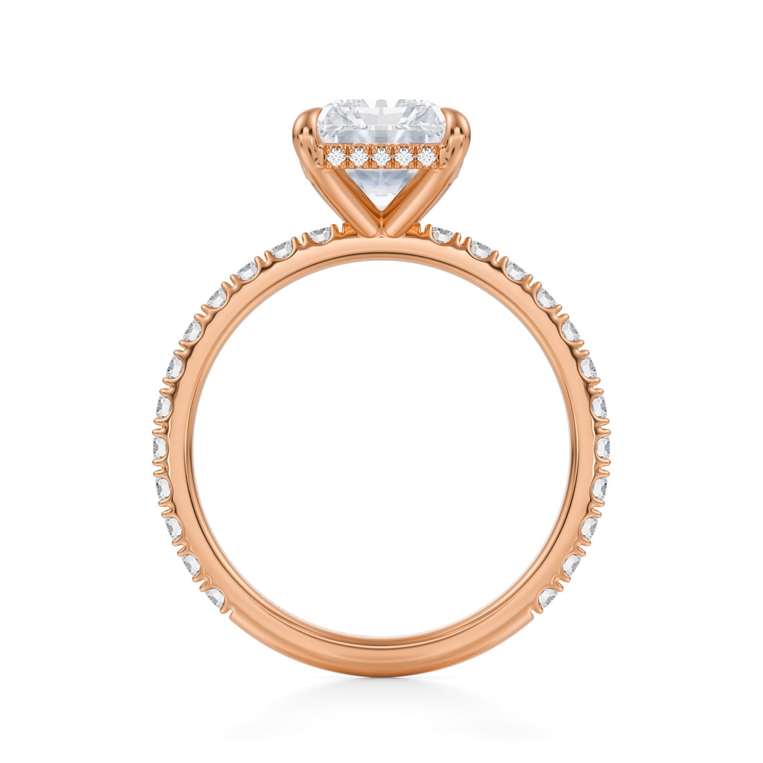 Radiant Invisible Halo With Pave Ring (1.20 Carat E-VS1) - Michael Gabriels
