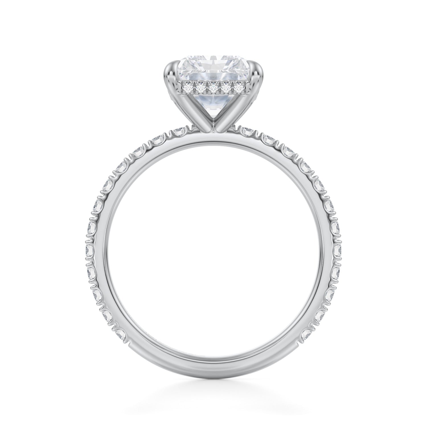 Radiant Invisible Halo With Pave Ring (1.70 Carat E-VS1) - Michael Gabriels