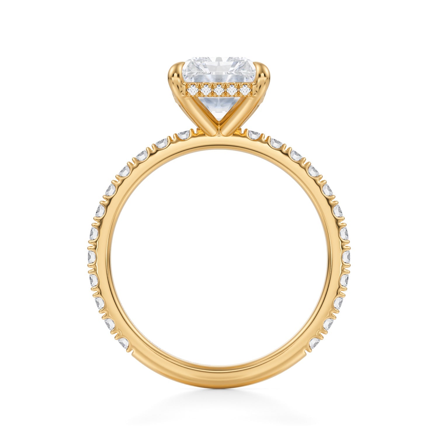 Radiant Invisible Halo With Pave Ring (1.70 Carat E-VVS2) - Michael Gabriels