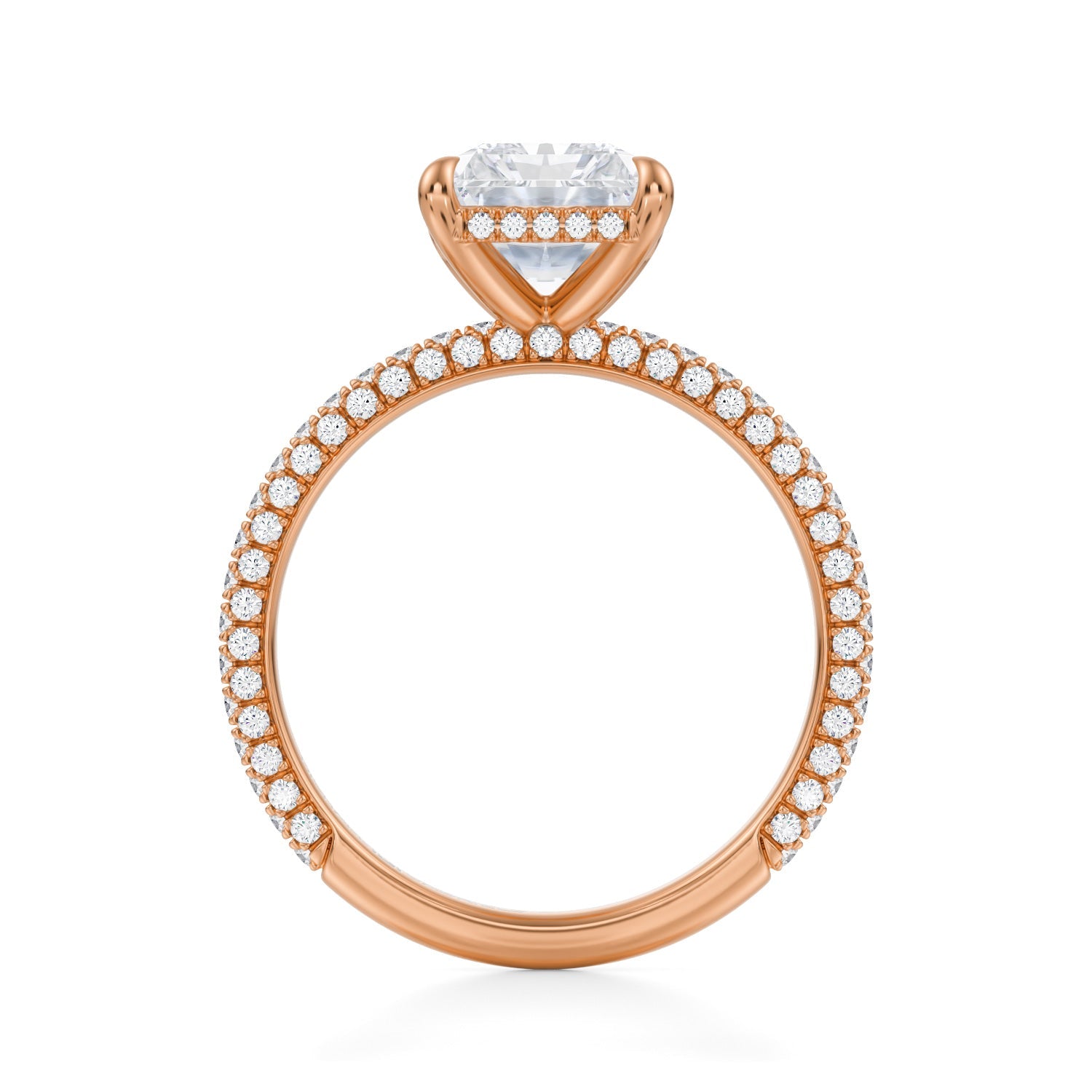 Radiant Invisible Halo With Trio Pave Ring (2.70 Carat D-VVS2) - Michael Gabriels