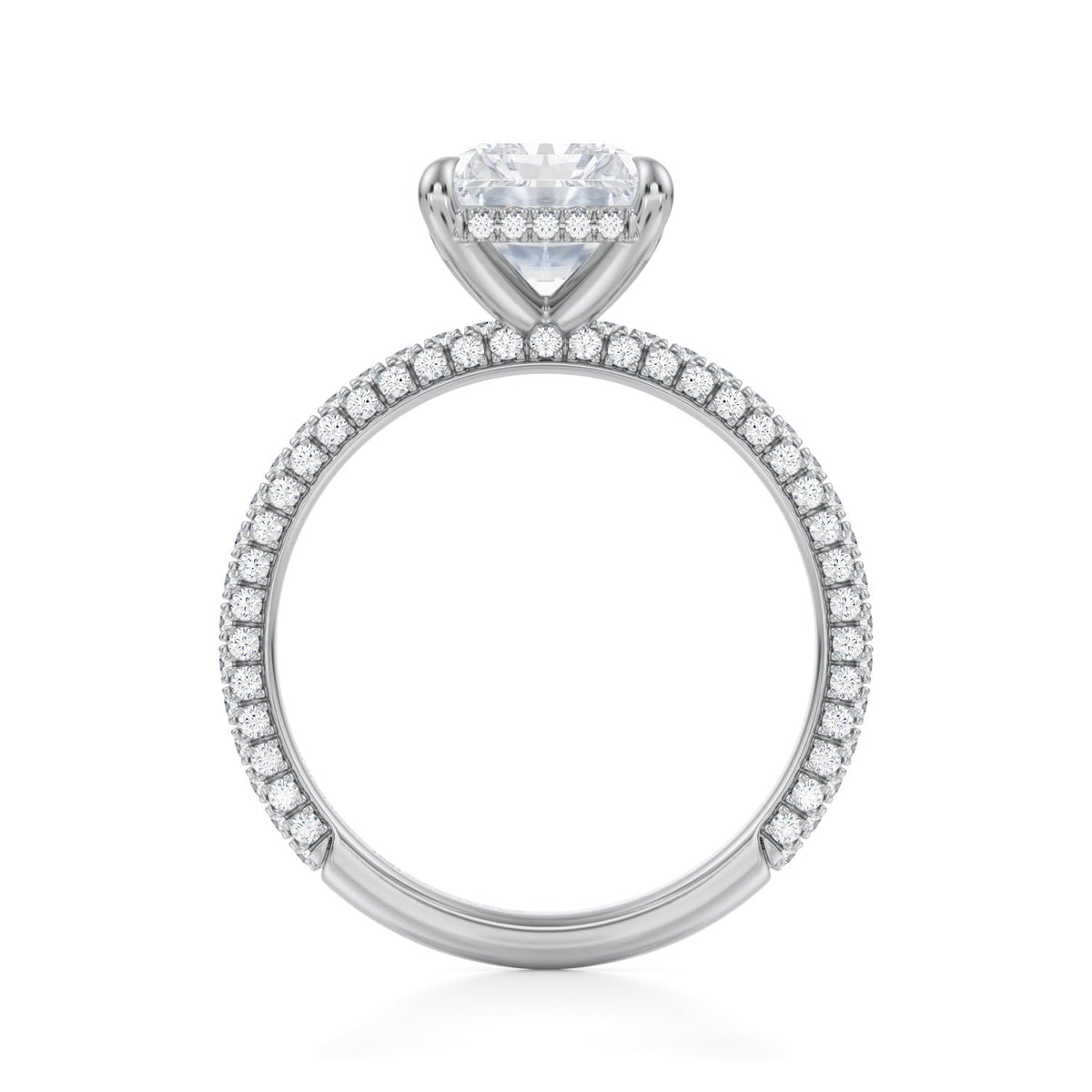 Radiant Invisible Halo With Trio Pave Ring (3.00 Carat F-VS1) - Michael Gabriels