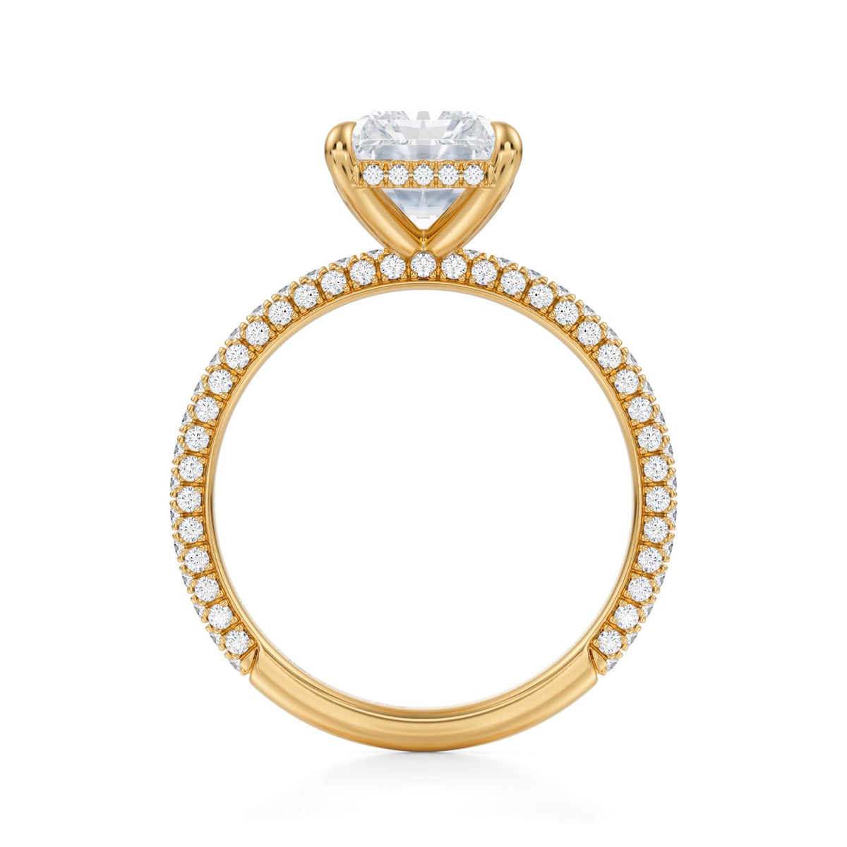 Radiant Invisible Halo With Trio Pave Ring (3.70 Carat F-VS1) - Michael Gabriels