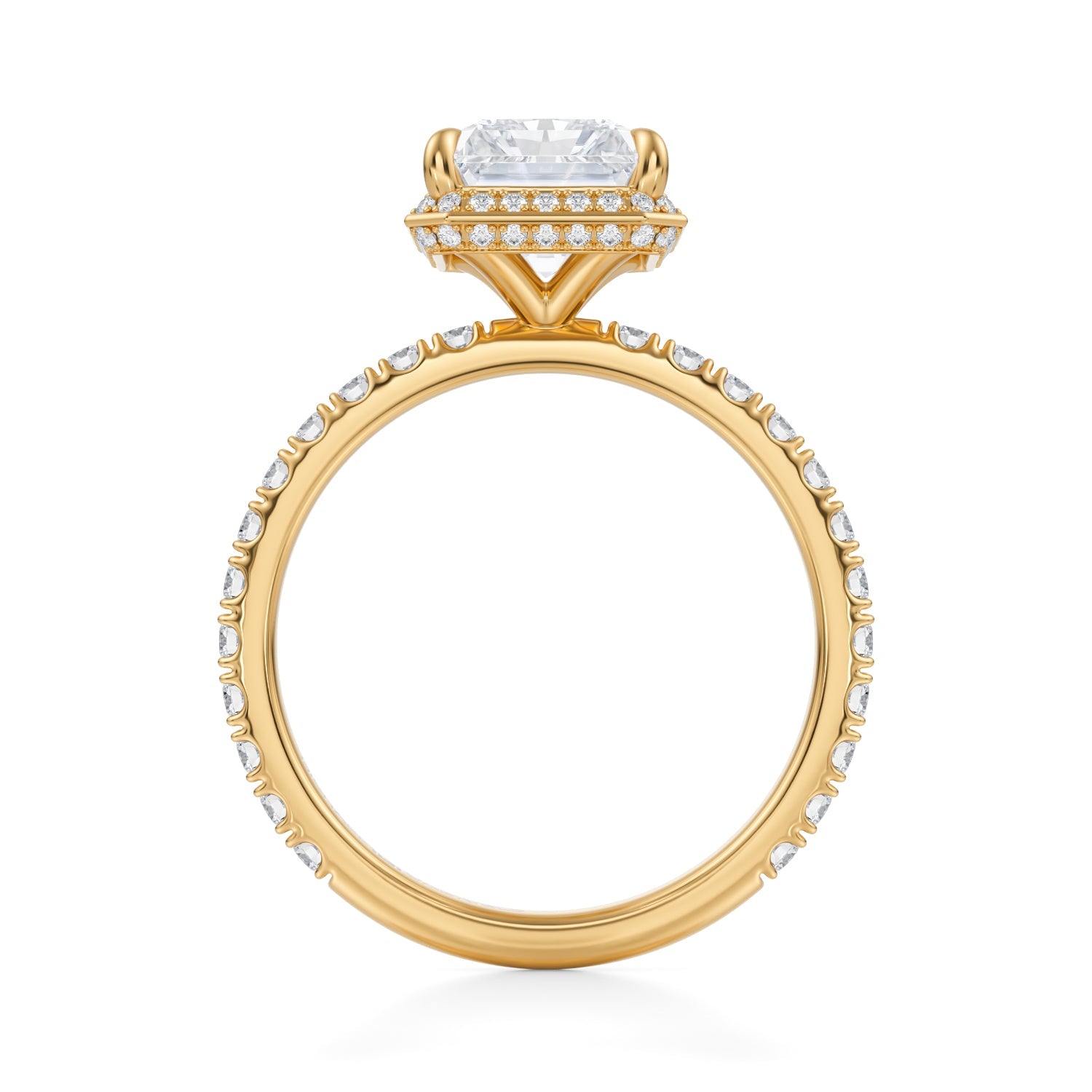 Radiant Knife Edge Halo With Pave Ring (1.00 Carat E-VVS2) - Michael Gabriels