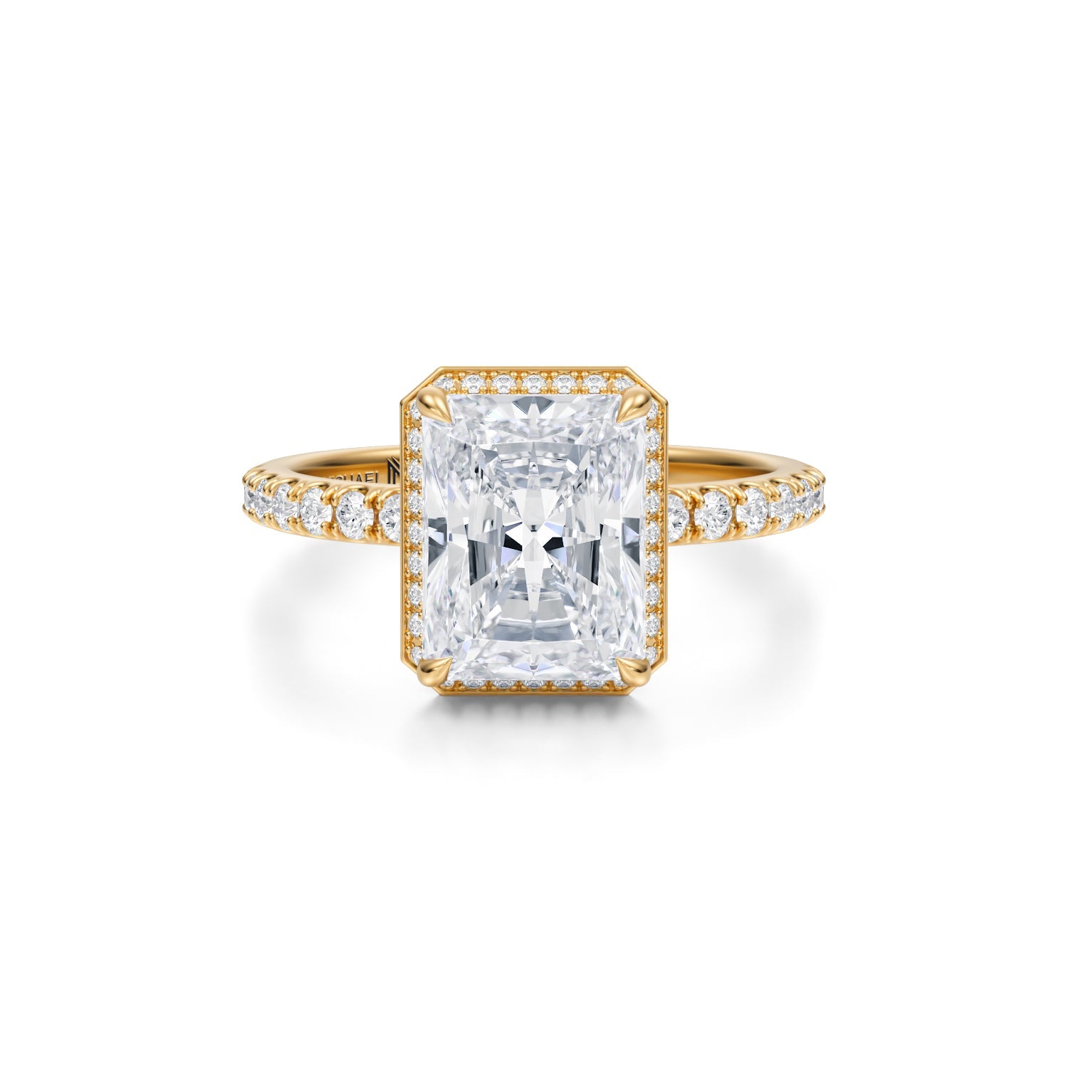 Radiant Knife Edge Halo With Pave Ring (1.20 Carat D-VVS2) - Michael Gabriels