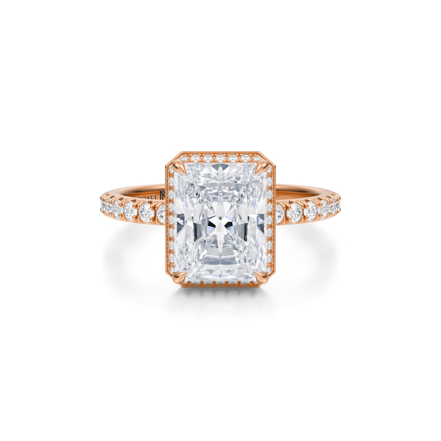 Radiant Knife Edge Halo With Pave Ring (1.50 Carat D-VVS2) - Michael Gabriels
