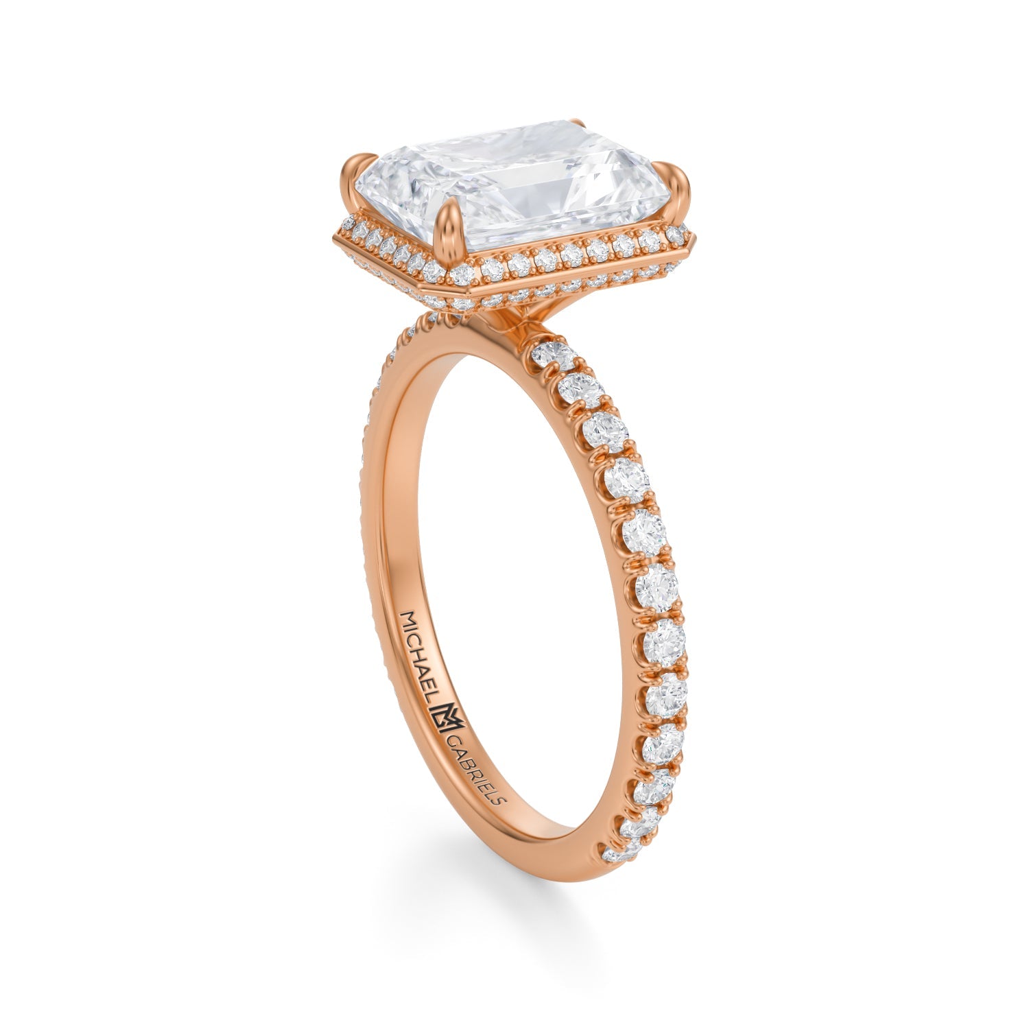 Radiant Knife Edge Halo With Pave Ring (2.70 Carat E-VVS2) - Michael Gabriels