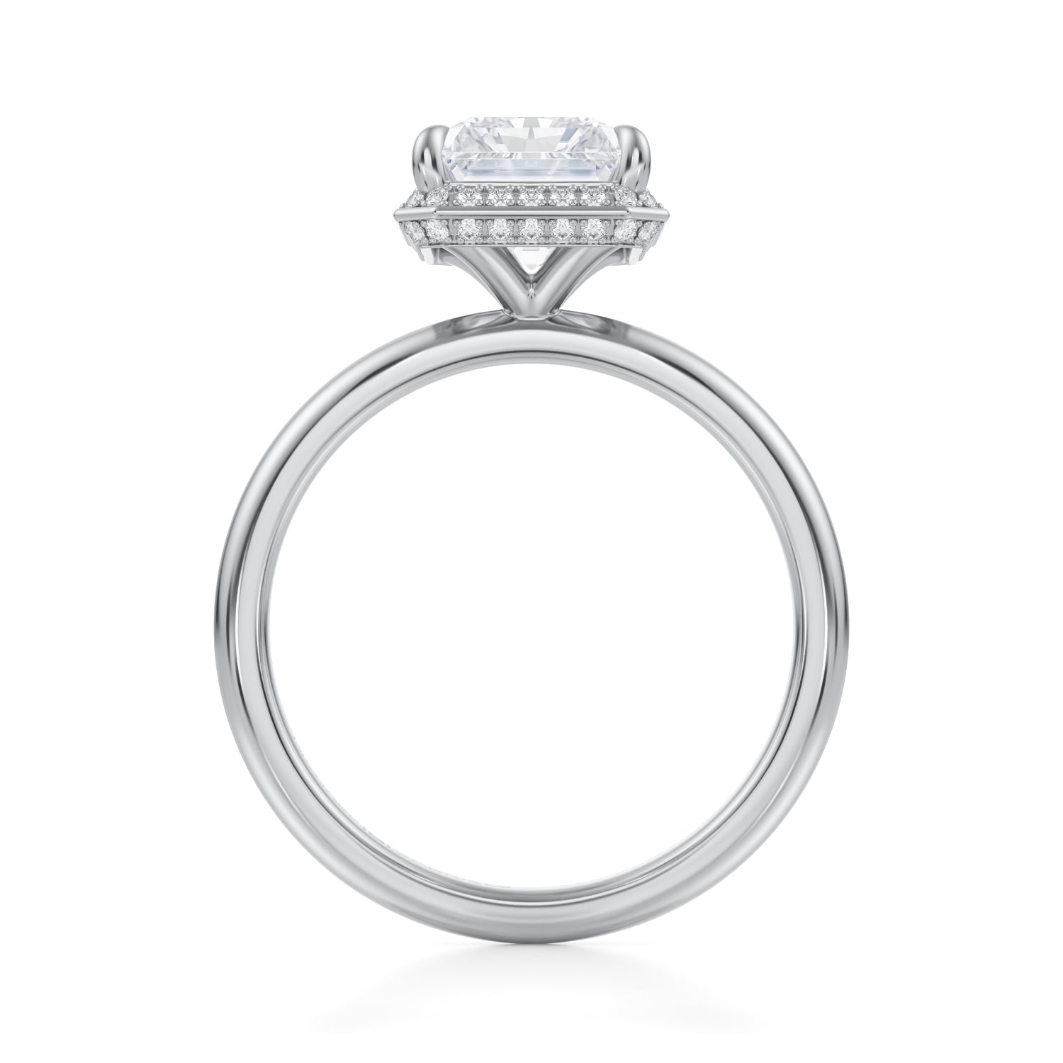 Radiant Knife Edge Halo With Solitaire Ring (1.50 Carat E-VS1) - Michael Gabriels